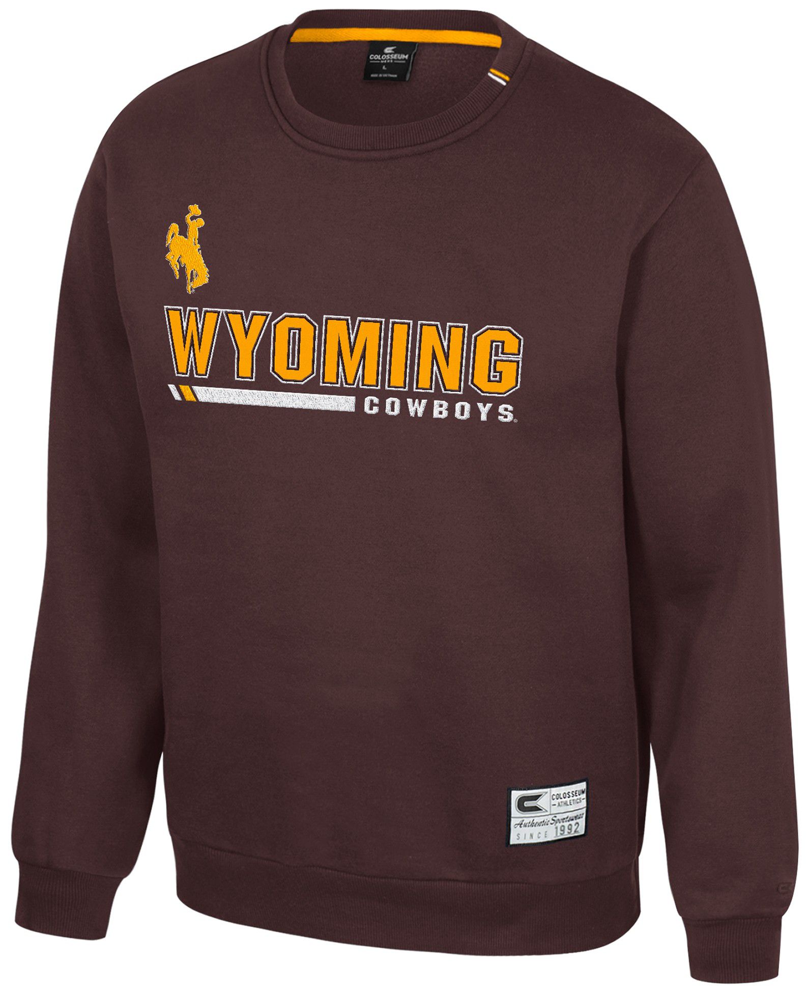 Colosseum Men's Wyoming Cowboys Brown Charlie Crew Pullover Sweatshirt