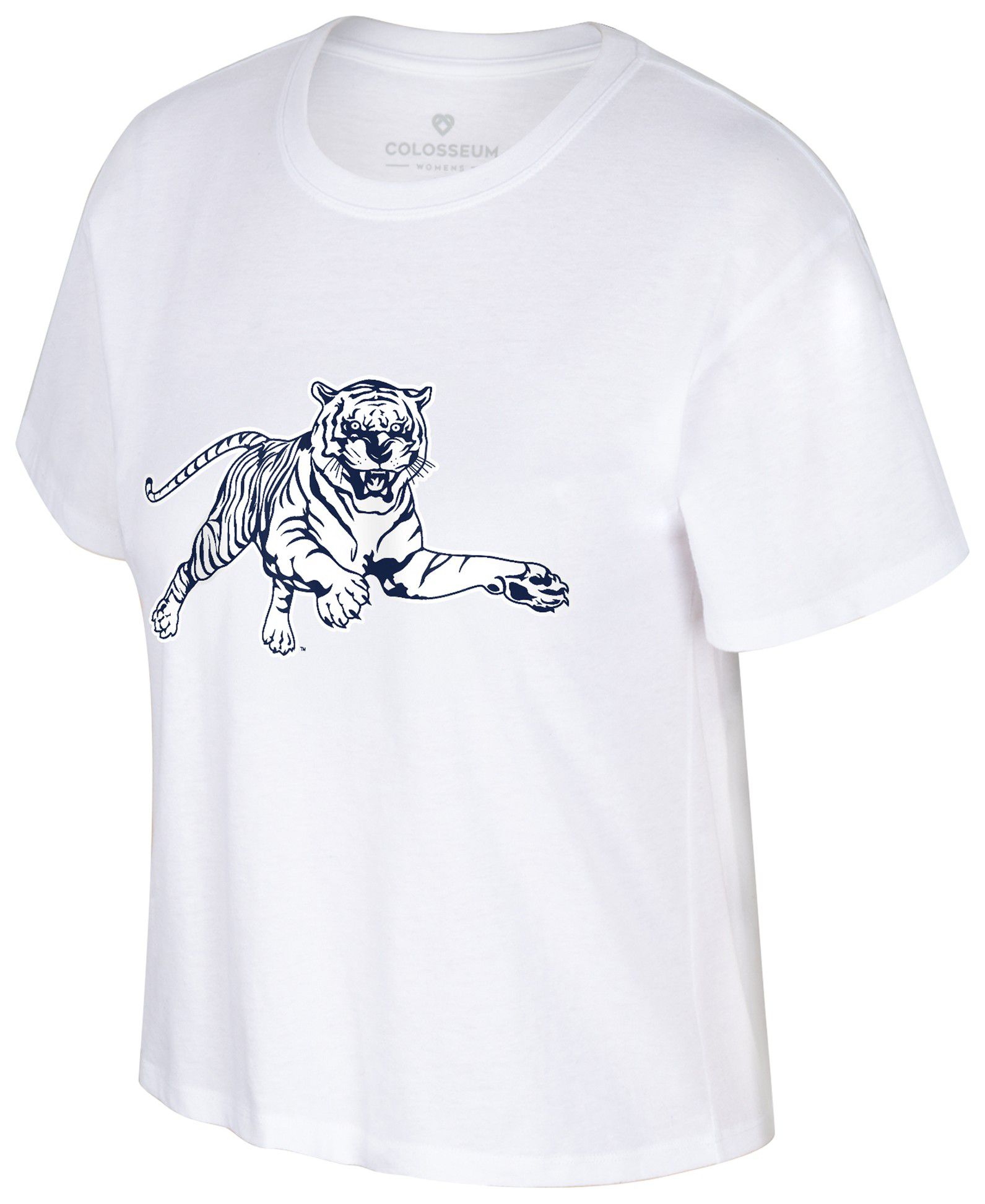 Colosseum Women's Jackson State Tigers White Cropped Promo Short Sleeve T-Shirt