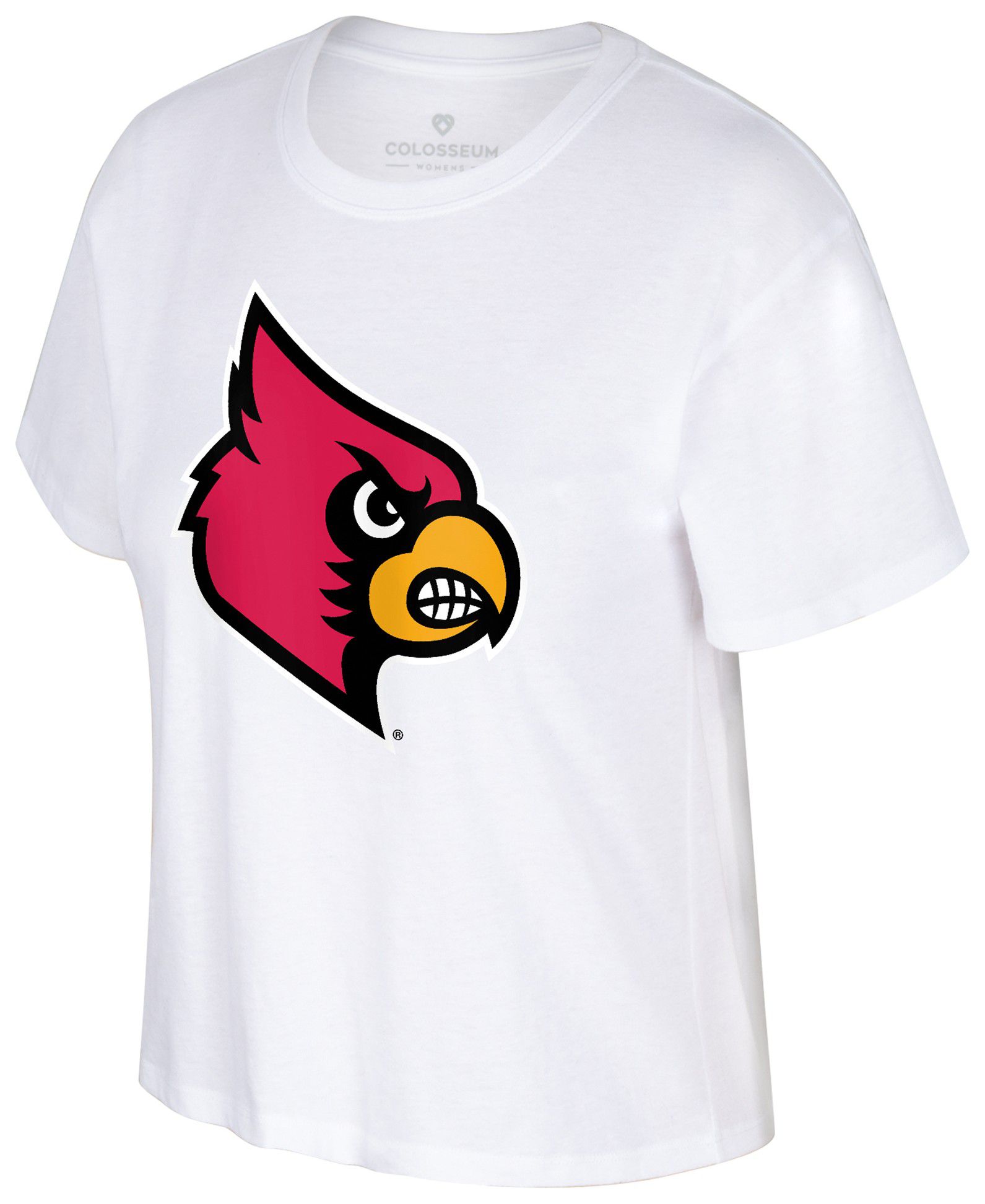 Colosseum Women's Louisville Cardinals White Cropped Promo Short Sleeve T-Shirt