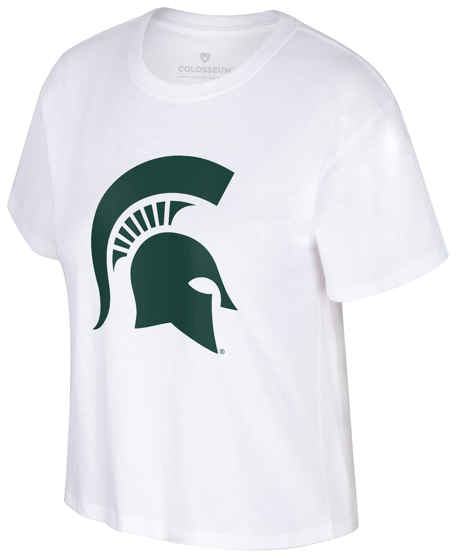 Colosseum Women's Michigan State Spartans White Cropped Promo Short Sleeve T-Shirt