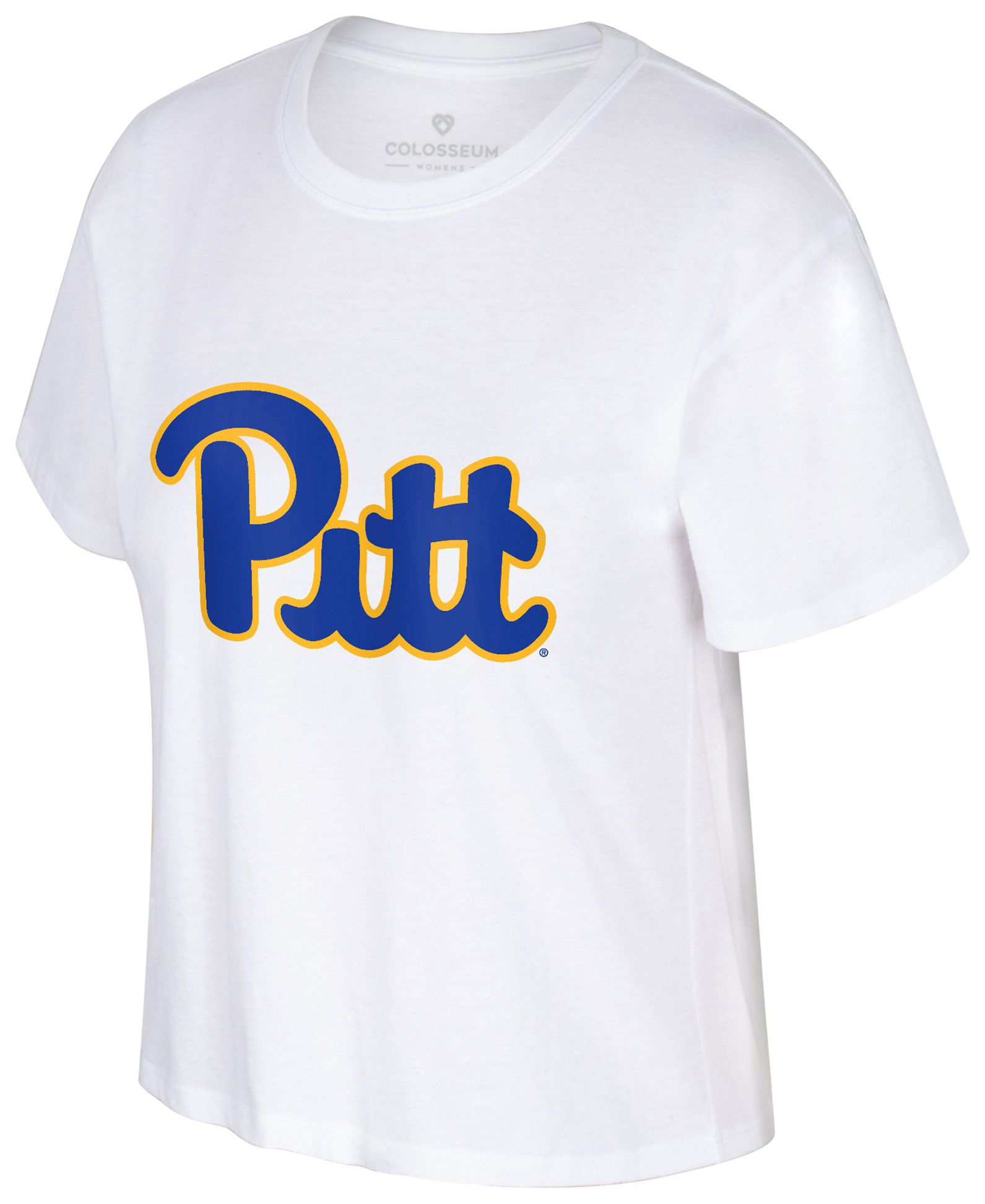 Colosseum Women's Pitt Panthers White Cropped Promo Short Sleeve T-Shirt