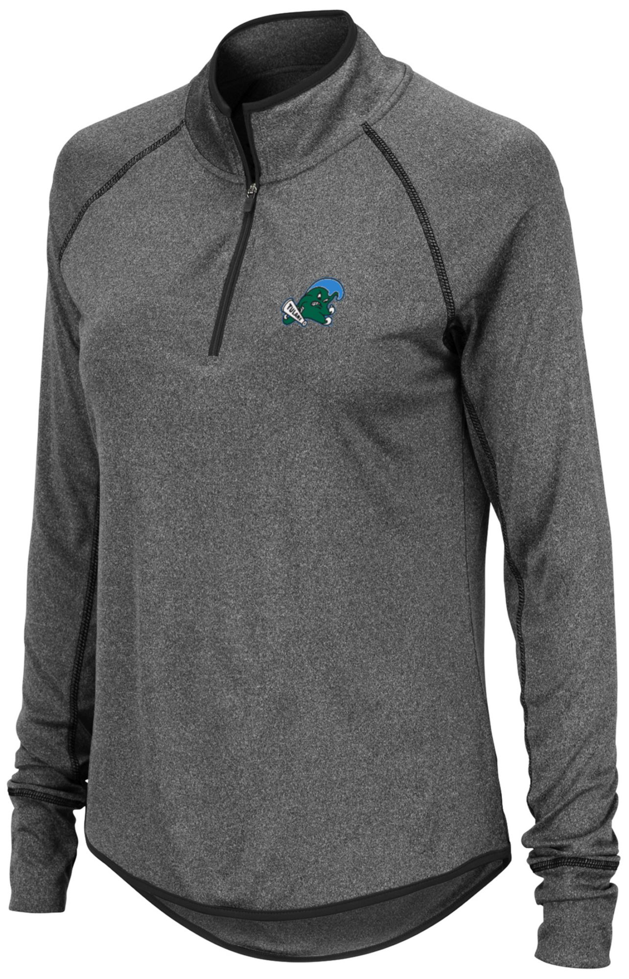 Colosseum Women's Tulane Green Wave Gray 1/4-Zip Jacket