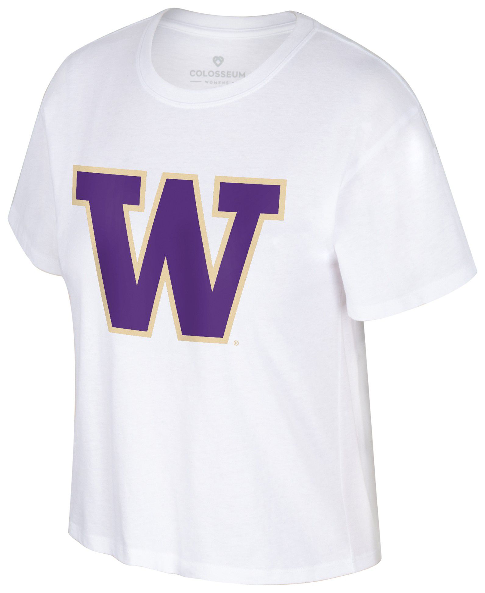Colosseum Women's Washington Huskies White Cropped Promo Short Sleeve T-Shirt