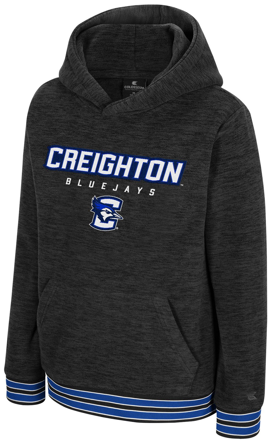 Colosseum Youth Creighton Bluejays Charcoal Luther Polar Fleece Pullover Hoodie