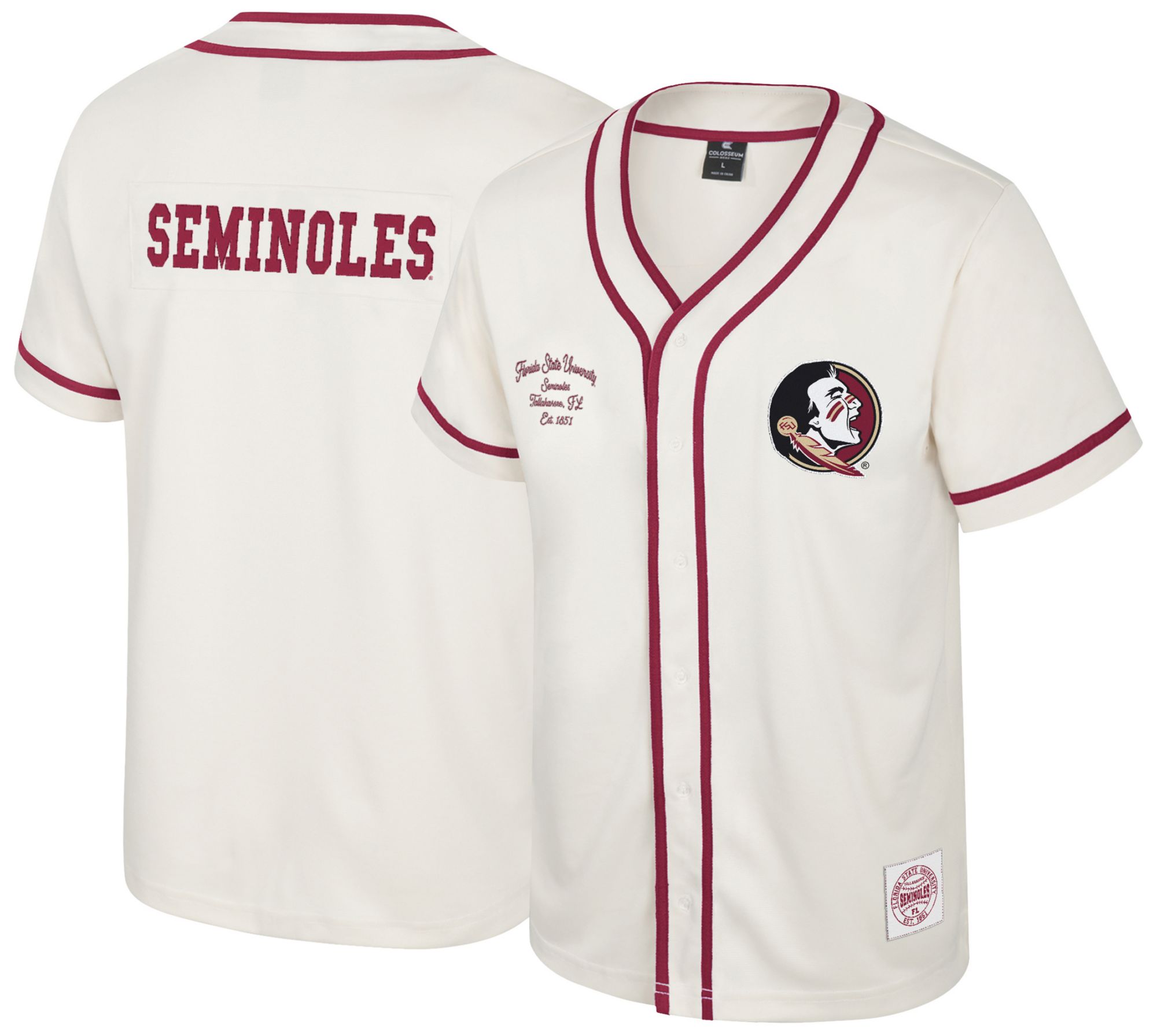 Colosseum Youth Florida State Seminoles Cream Hunter Seeker Baseball Jersey