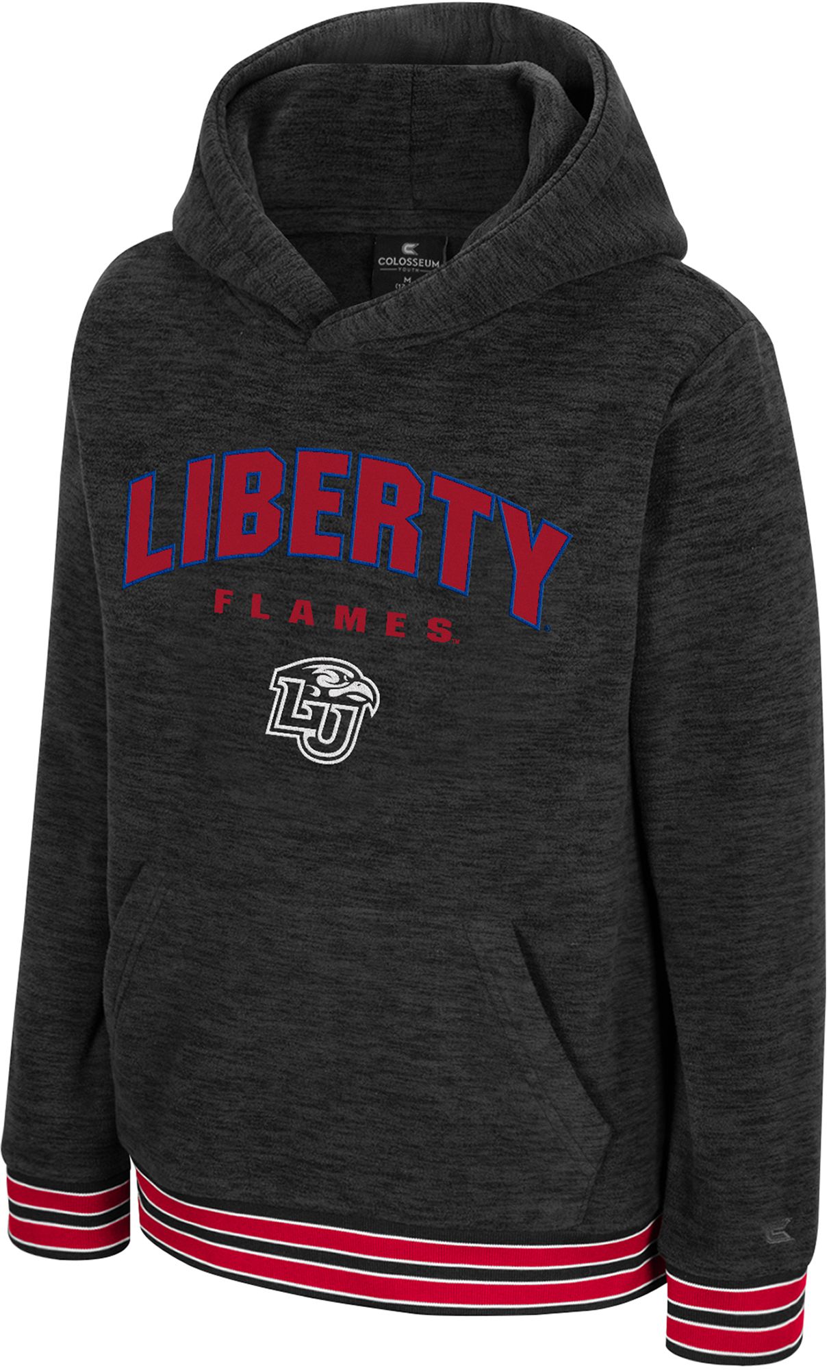 Colosseum Youth Liberty Flames Charcoal Luther Polar Fleece Pullover Hoodie