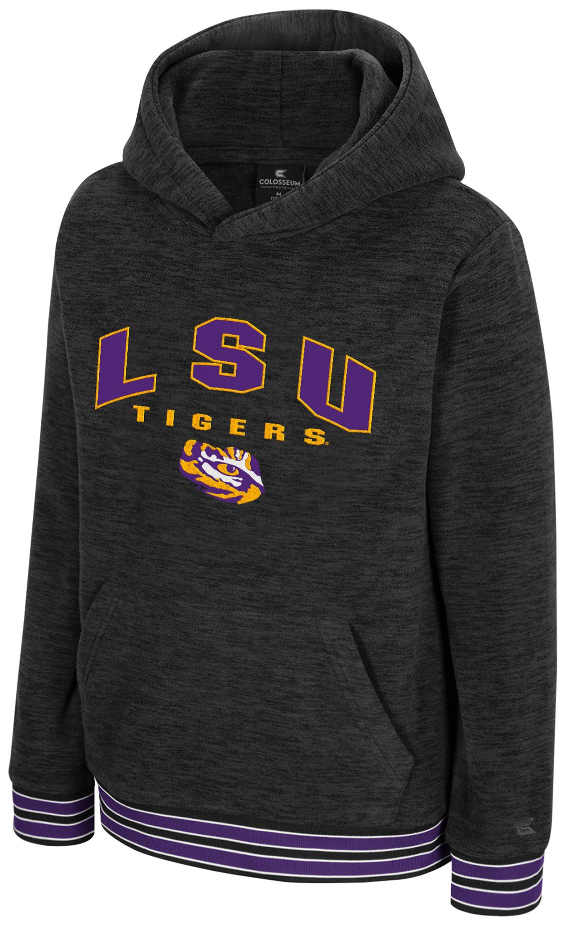 Colosseum Youth LSU Tigers Charcoal Luther Polar Fleece Pullover Hoodie