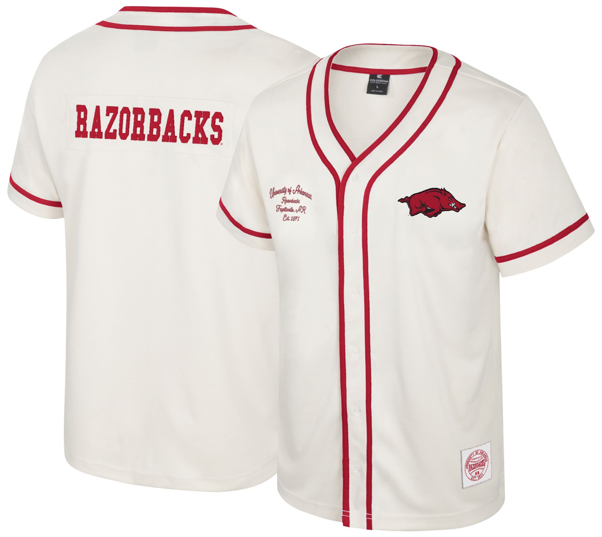 Colosseum Youth Arkansas Razorbacks Cream Hunter Seeker Baseball Jersey