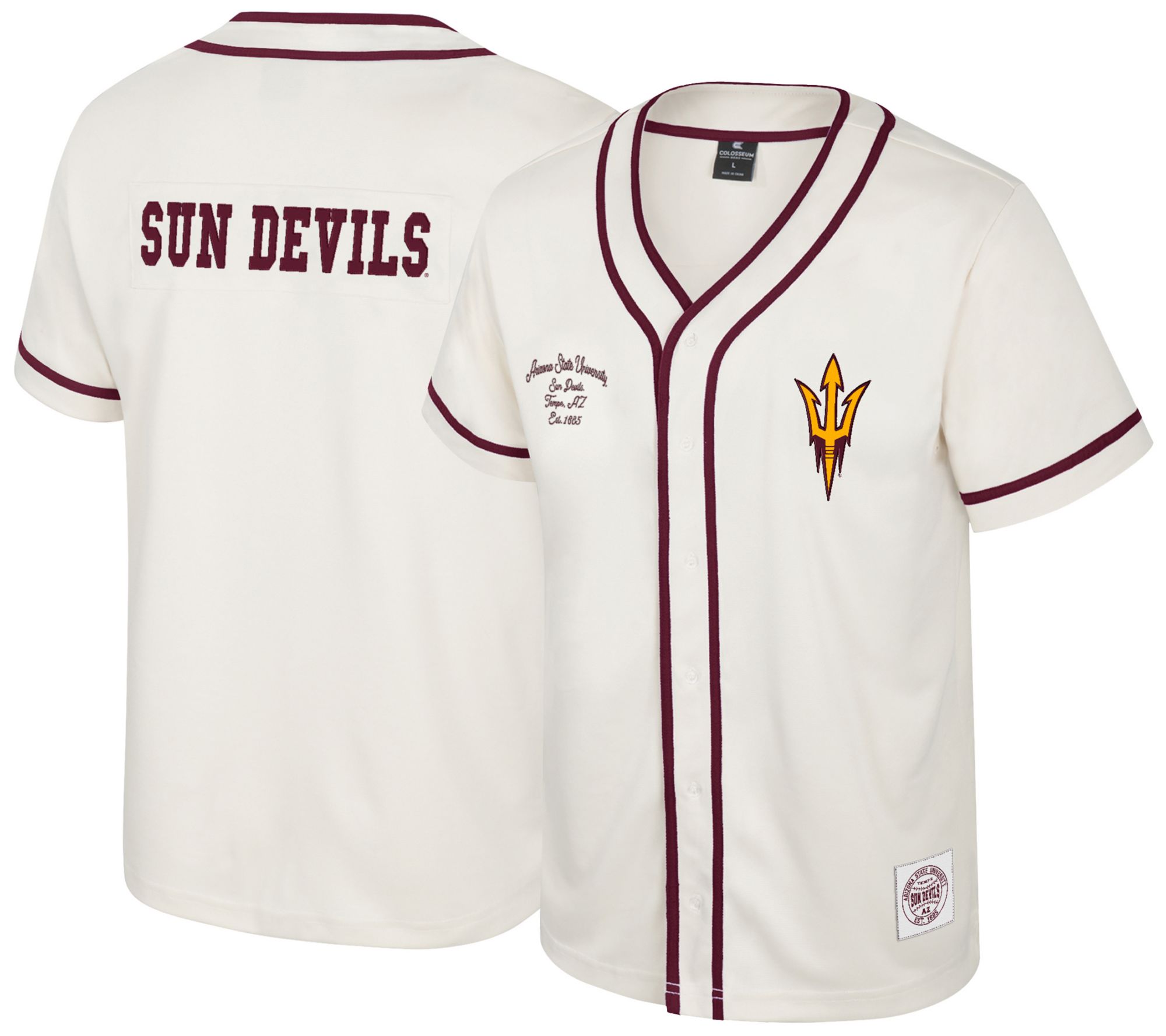 Colosseum Youth Arizona State Sun Devils Cream Hunter Seeker Baseball Jersey