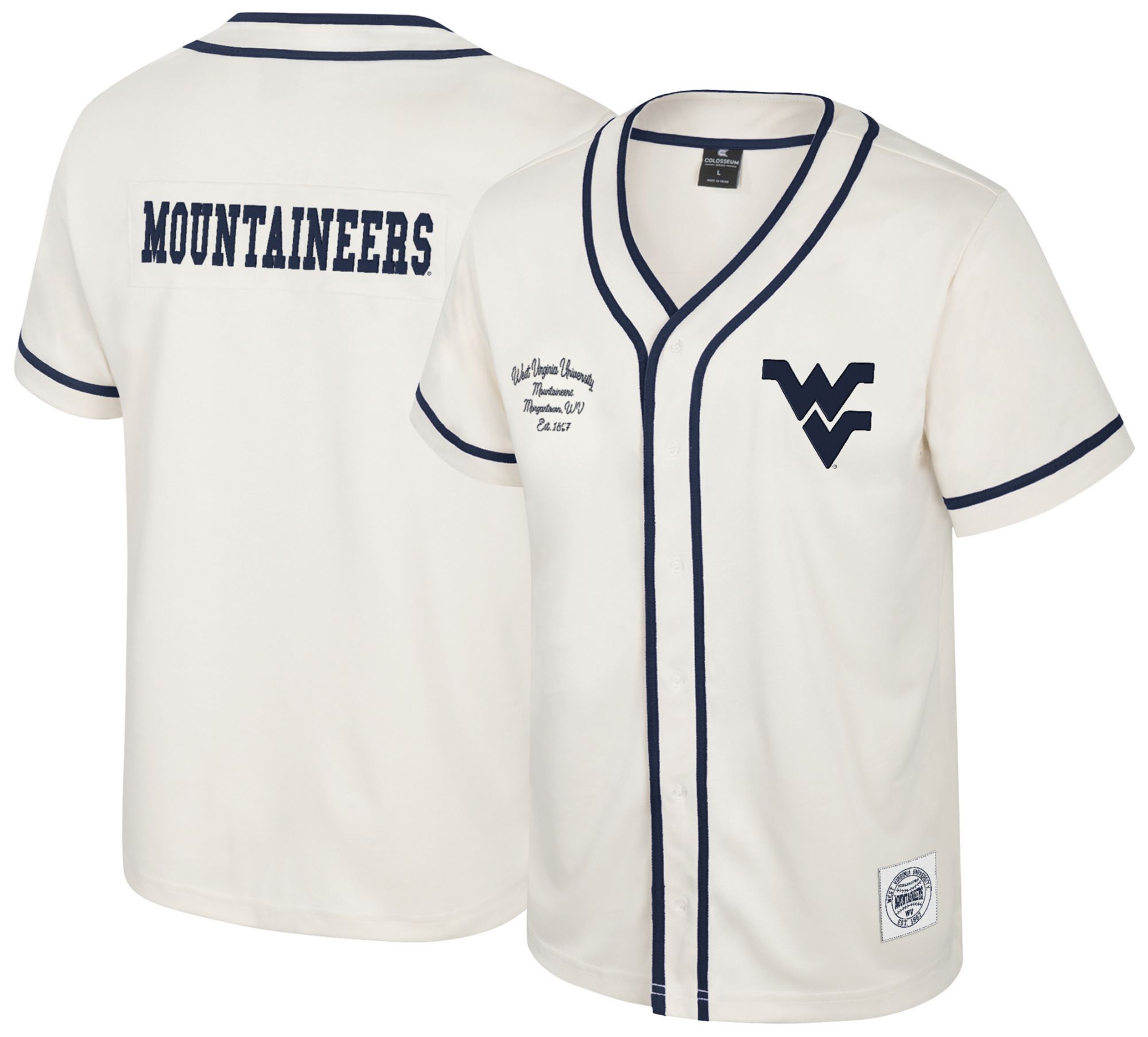 Colosseum Youth West Virginia Mountaineers Cream Hunter Seeker Baseball Jersey