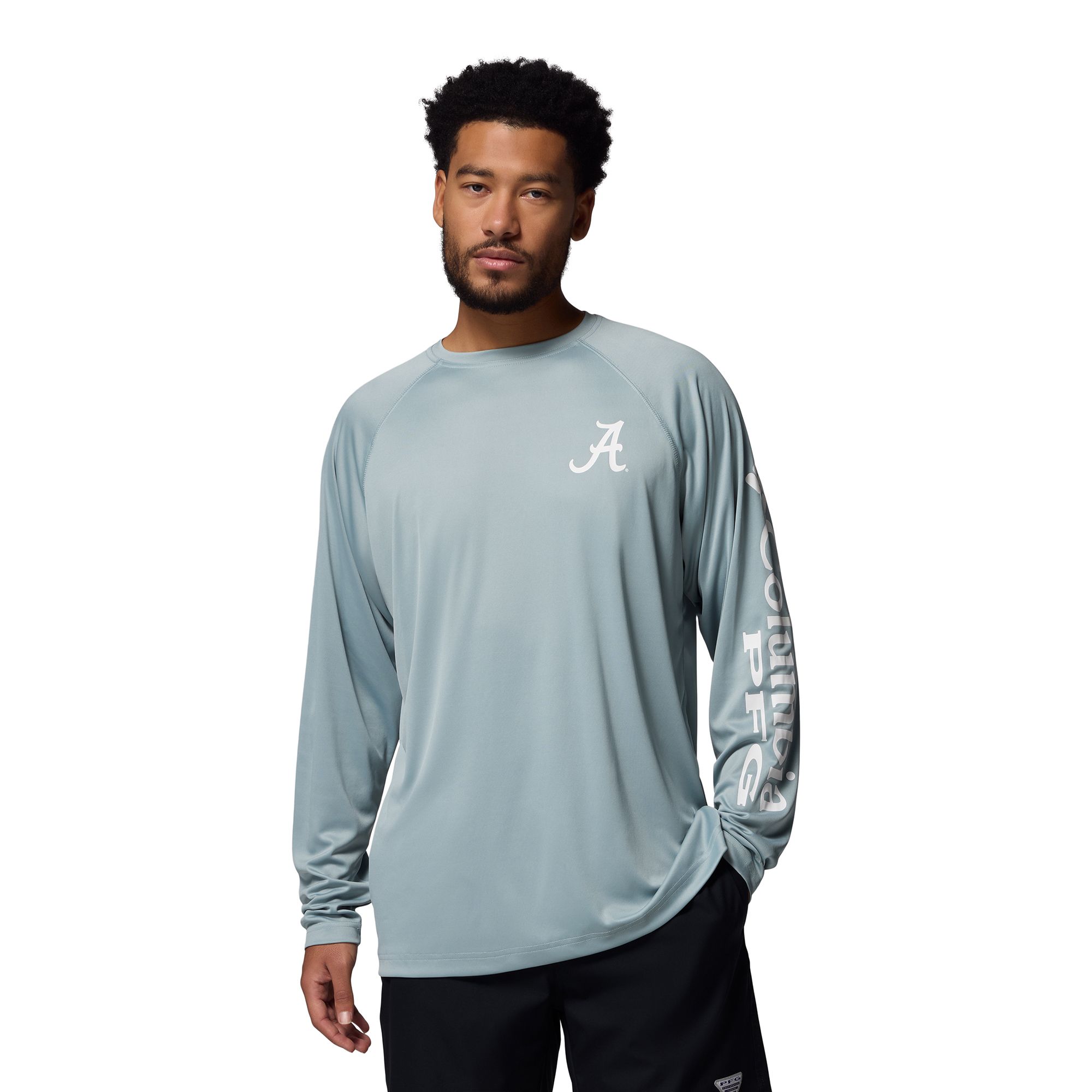 Columbia Men's Alabama Crimson Tide Crushed Blue Terminal Tackle Long Sleeve Shirt