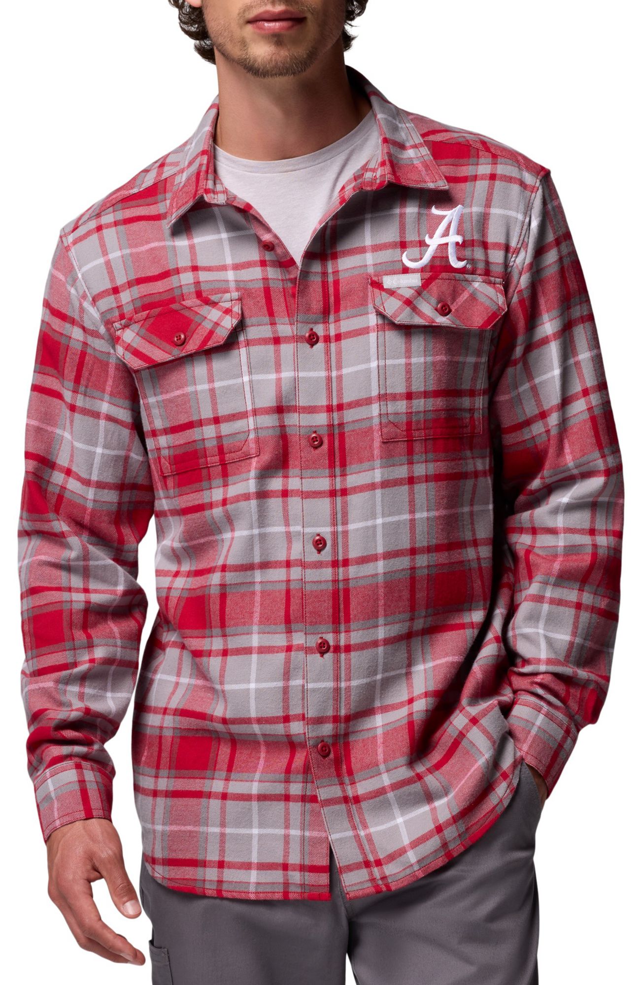 Columbia Men's Alabama Crimson Tide Red Flare Gun Flannel Long Sleeve Shirt