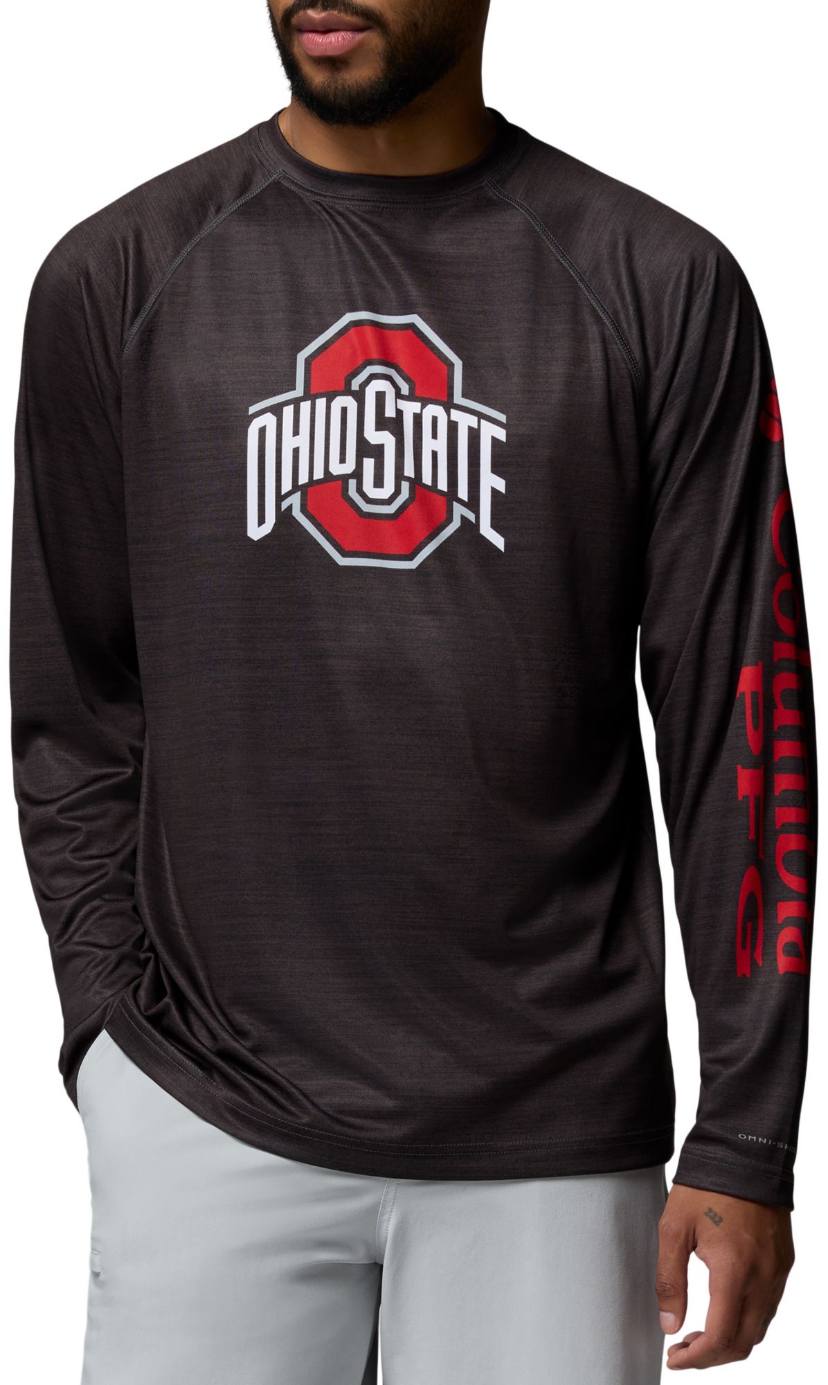 Columbia Men's Ohio State Buckeyes Gray Terminal Tackle Heather Long Sleeve Shirt