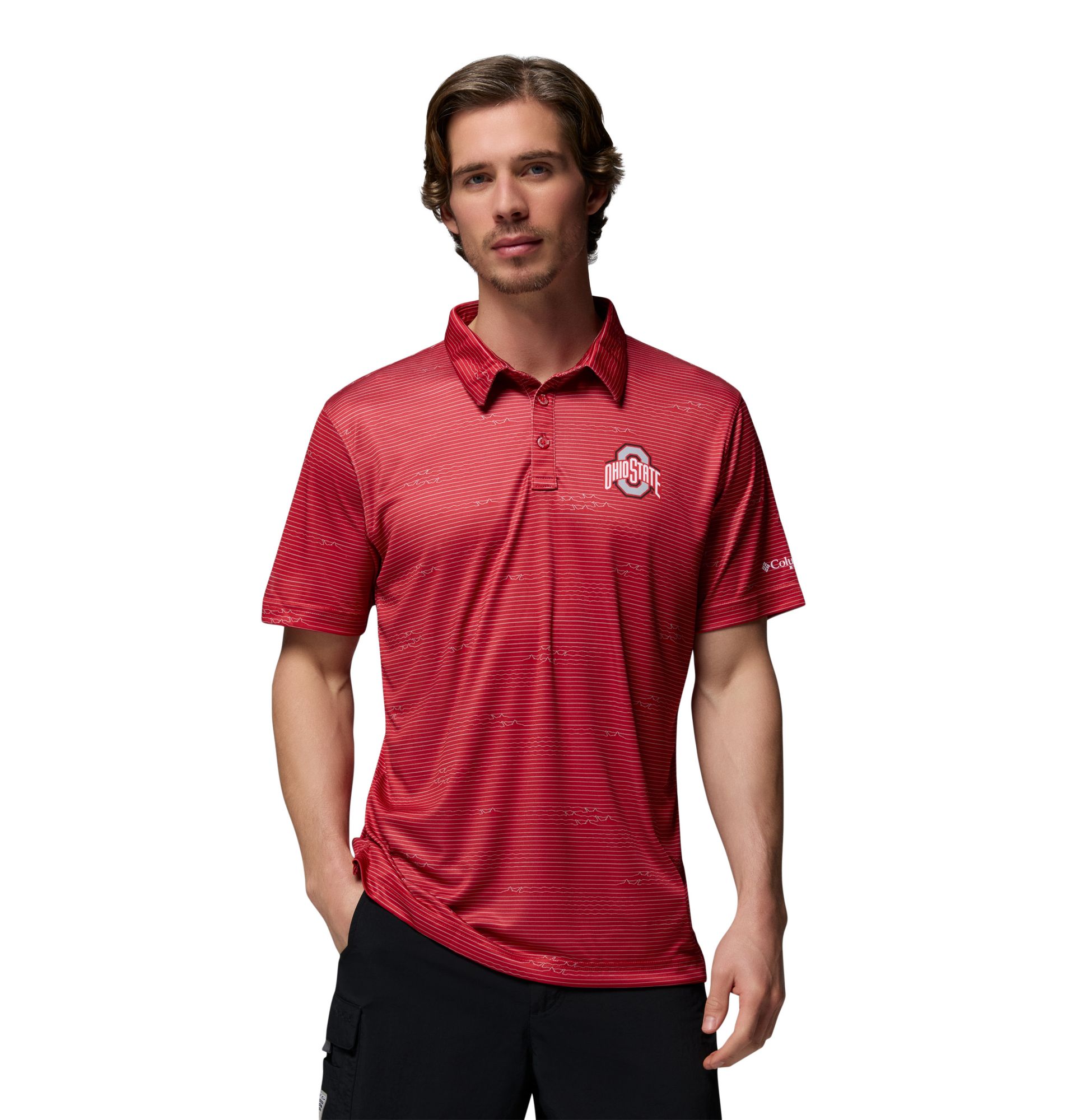 Columbia Men's Ohio State Buckeyes Red Super Terminal Tackle Polo
