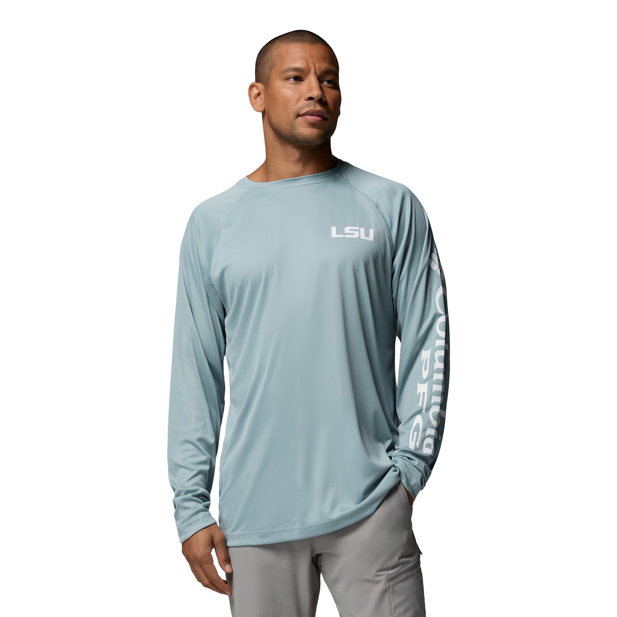 Columbia Men's LSU Tigers Crushed Blue Terminal Tackle Long Sleeve Shirt