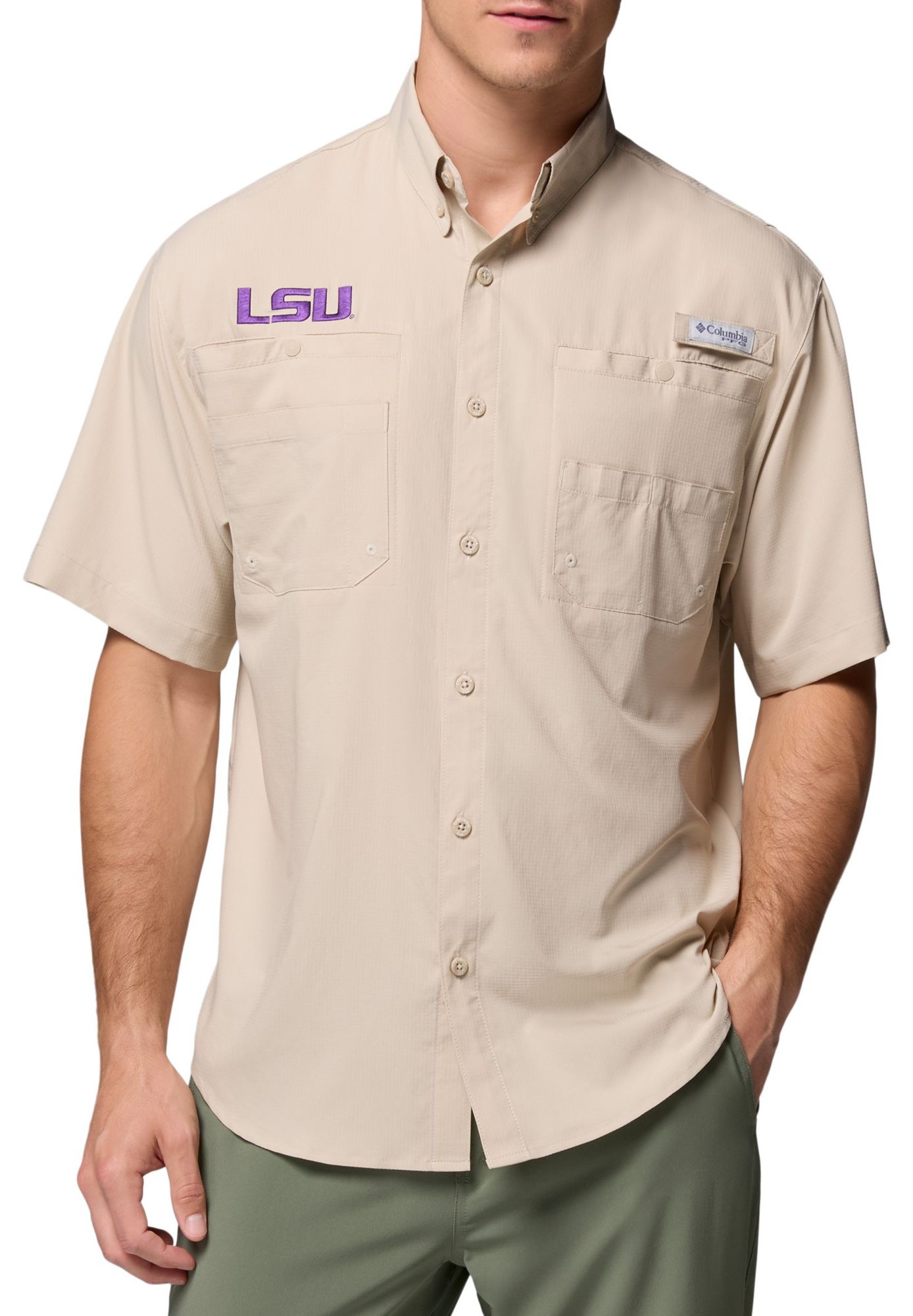 Columbia Men's LSU Tigers Fossil Tamiami Short Sleeve T-Shirt