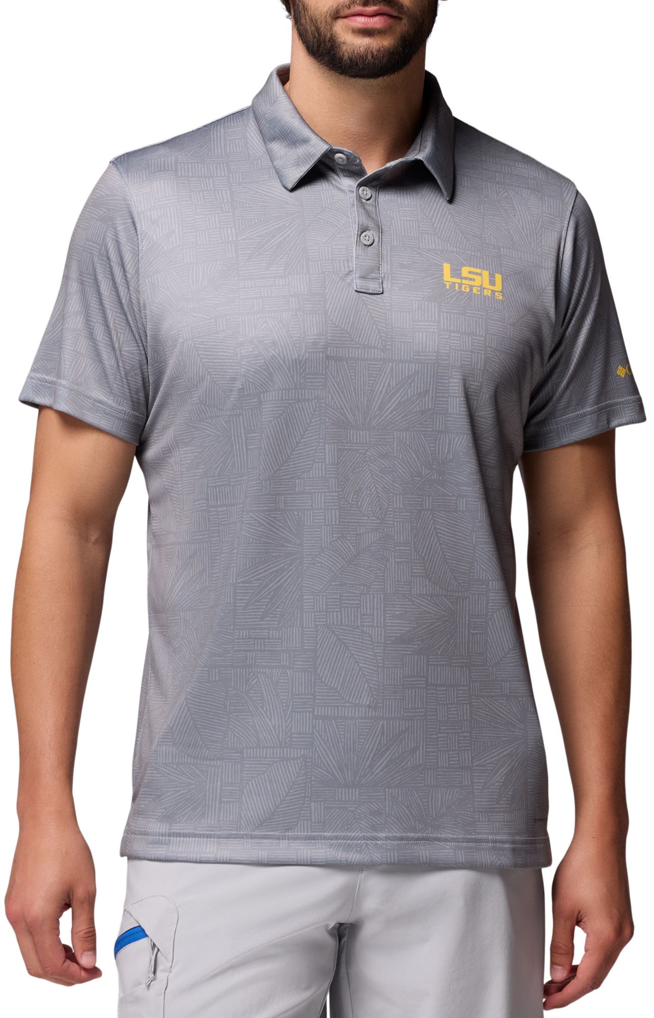 Columbia Men's LSU Tigers Grey Super Terminal Tackle Polo