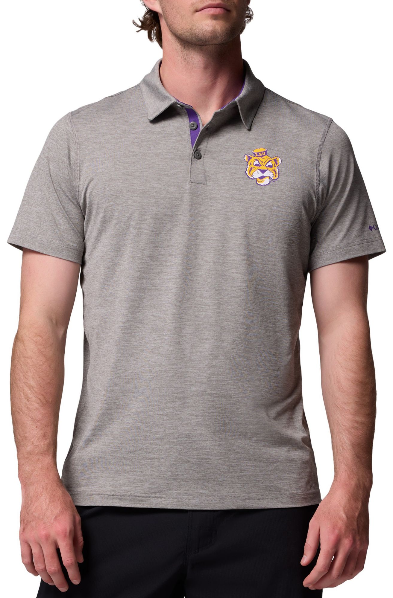 Columbia Men's LSU Tigers Grey Tech Trail Polo