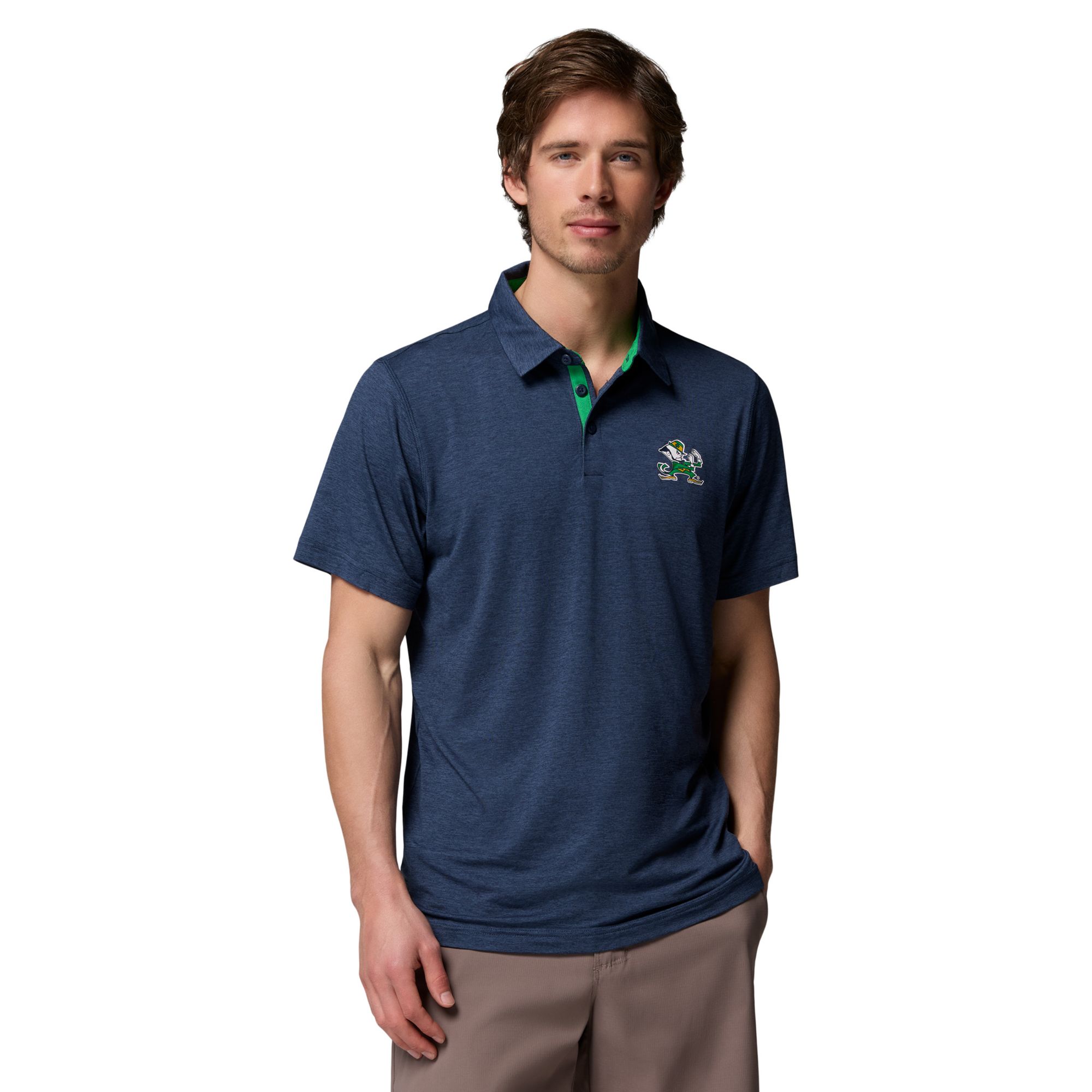 Columbia Men's Notre Dame Fighting Irish Navy Tech Trail Polo