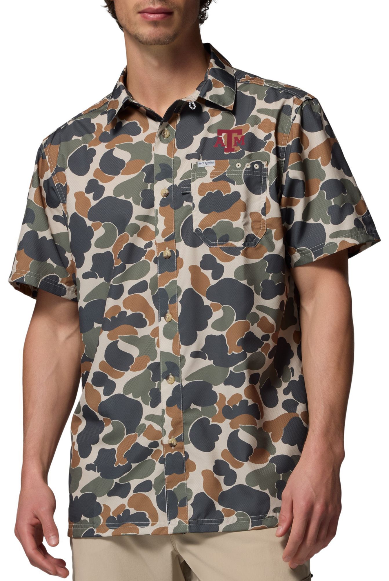 Columbia Men's Texas A&M Aggies Camo Super Slack Tide Button Down Shirt