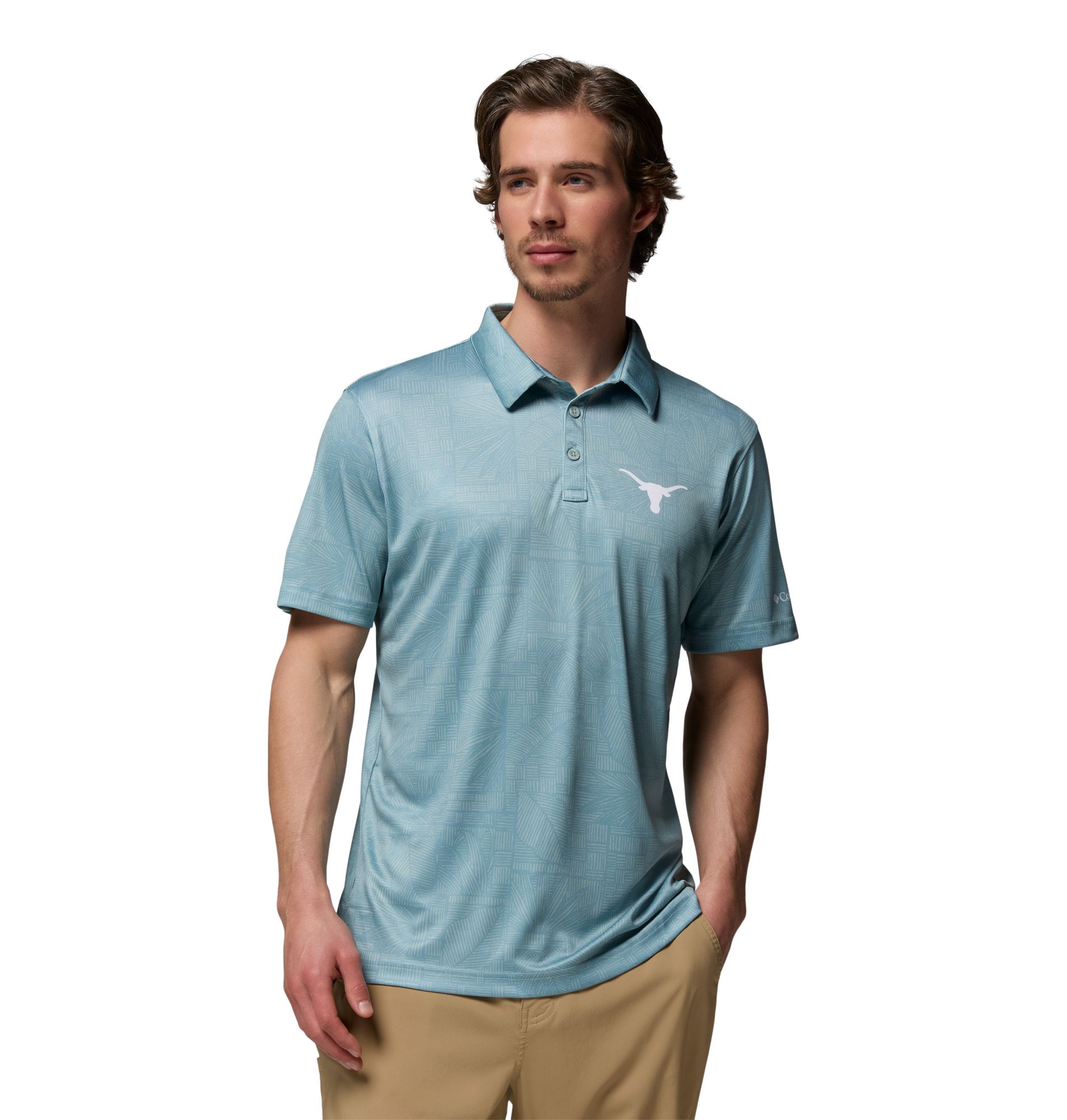 Columbia Men's Texas Longhorns Crushed Blue Super Terminal Tackle Polo