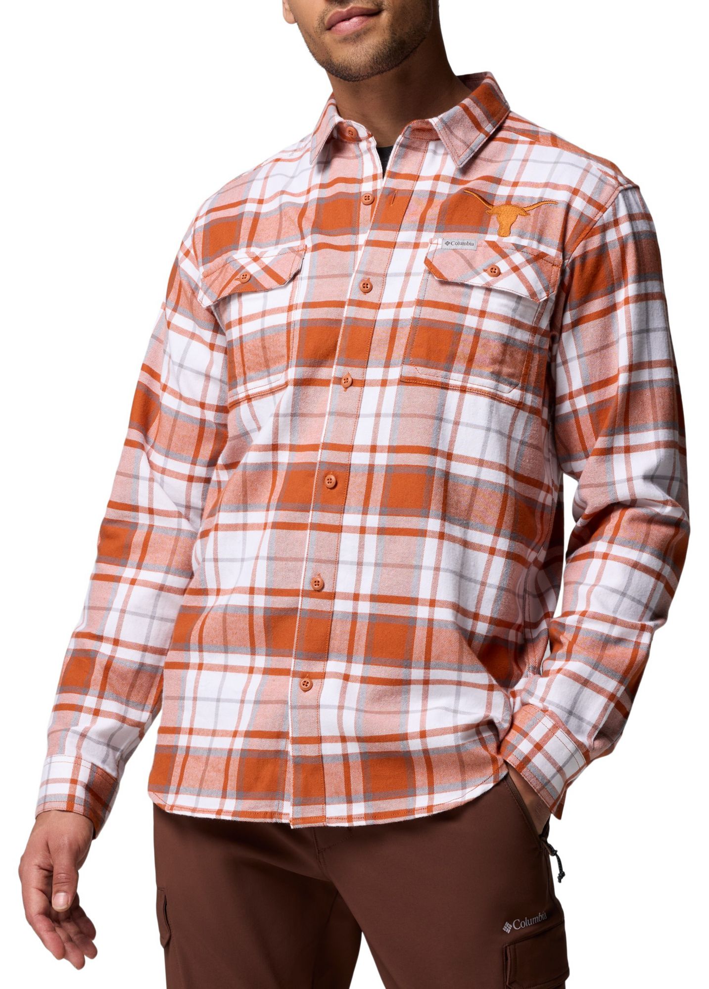 Columbia Men's Texas Longhorns Orange Flare Gun Flannel Long Sleeve Shirt