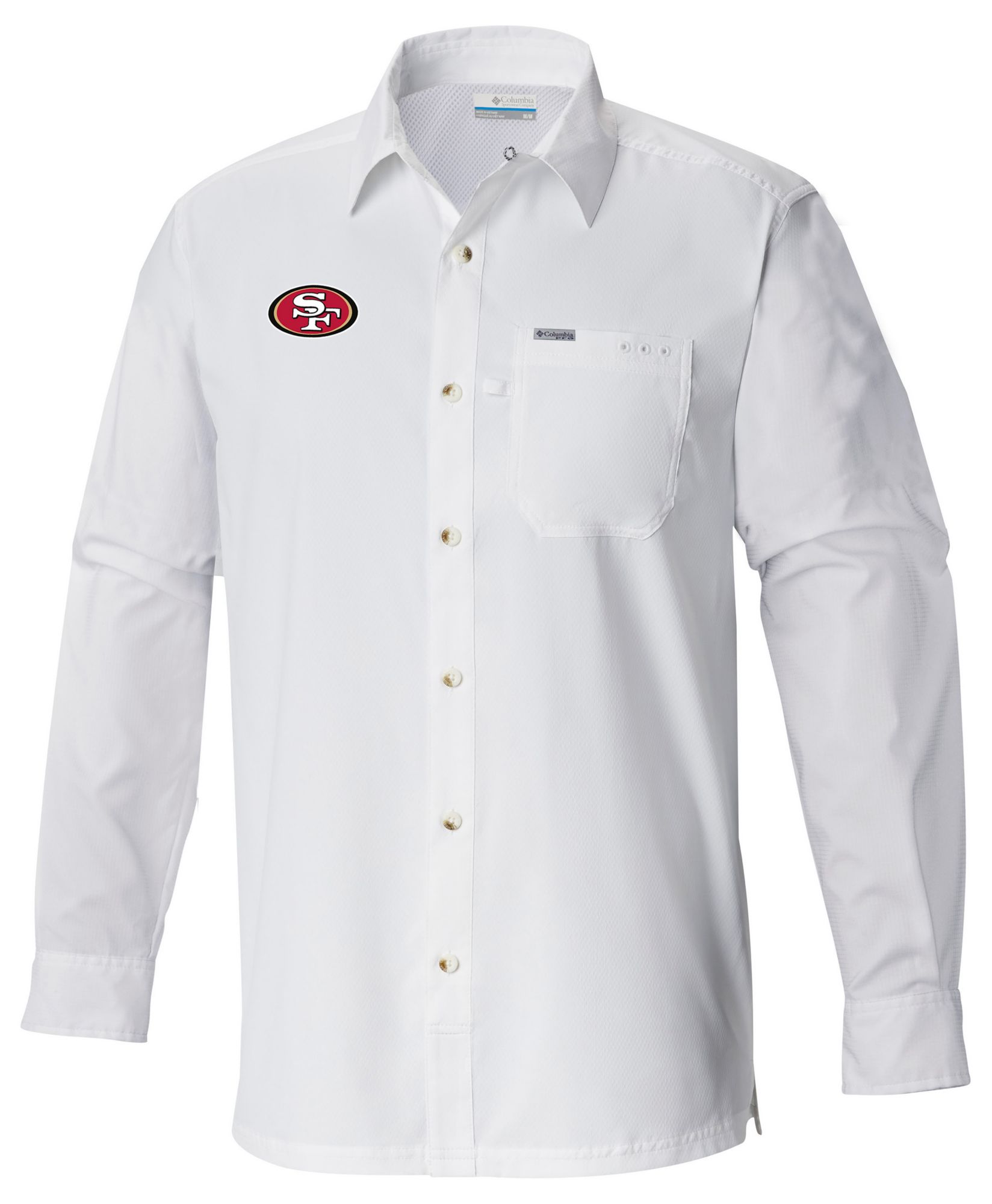 Columbia Men's San Francisco 49ers White Slack Tide Long Sleeve T-Shirt