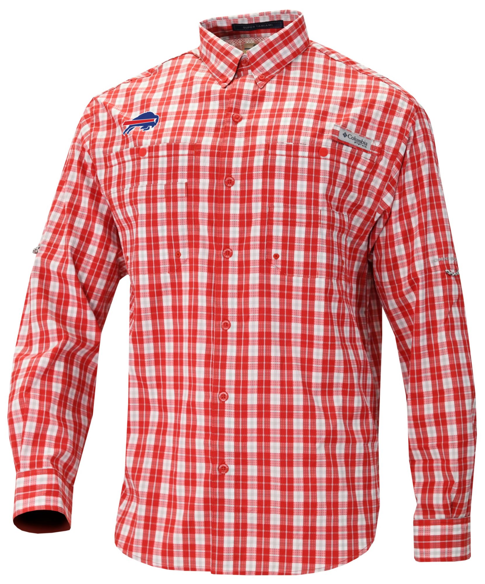 Columbia Men's Buffalo Bills Red Super Tamiami Long Sleeve Shirt