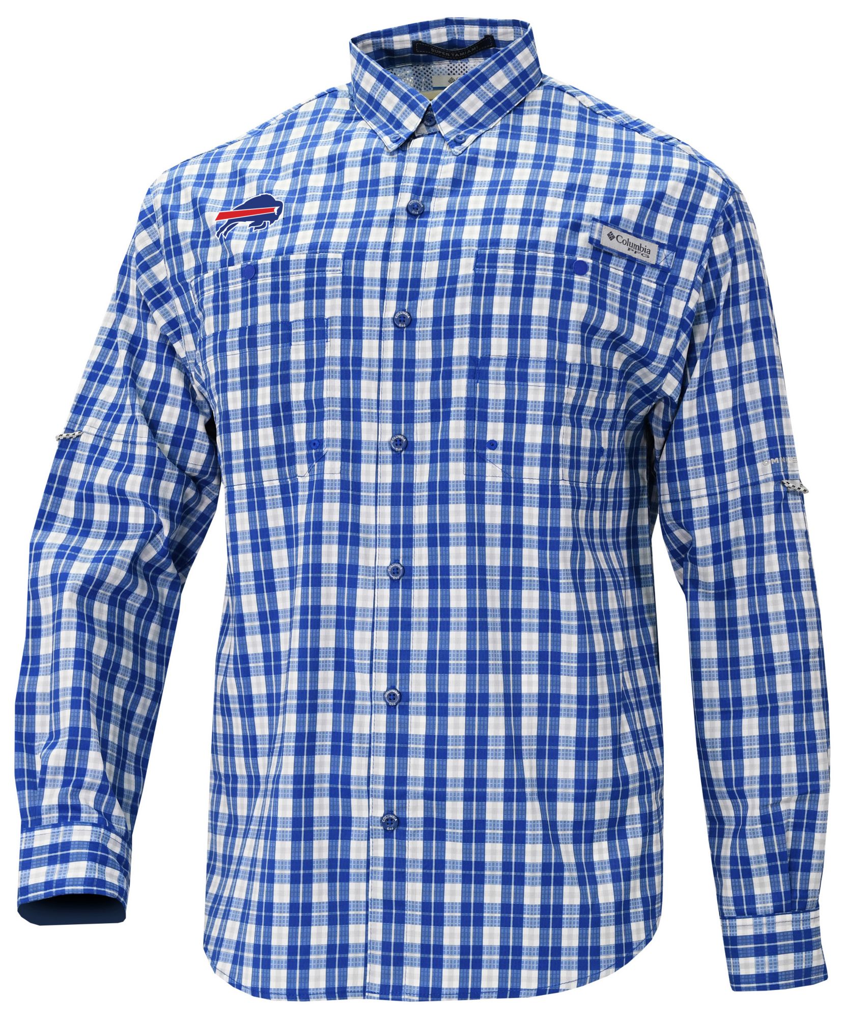 Columbia Men's Buffalo Bills Blue Super Tamiami Long Sleeve Shirt