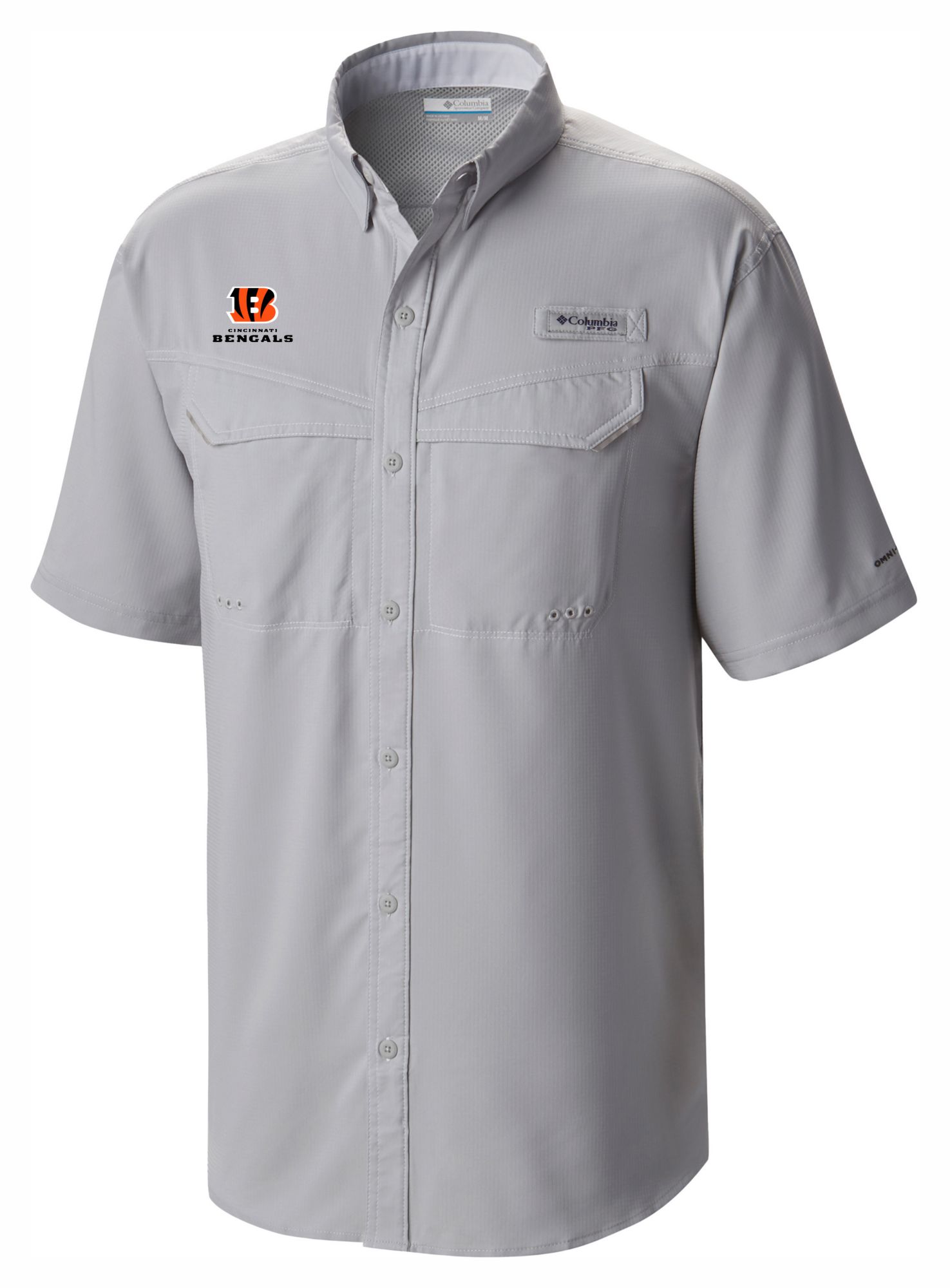 Columbia Men's Cincinnati Bengals Grey Low Drag Button Down Shirt