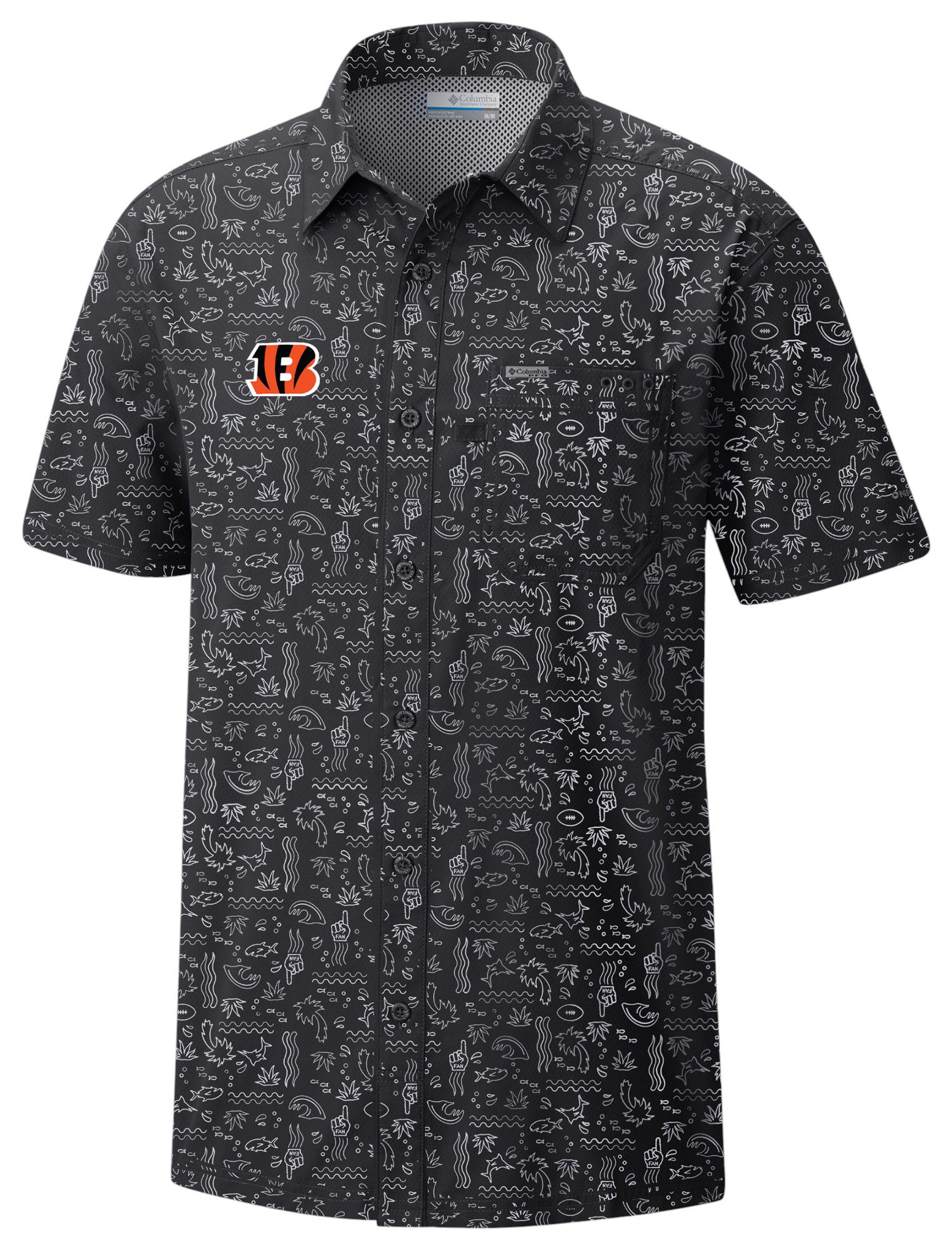 Columbia Men's Cincinnati Bengals Black Super Slack Button Down Shirt