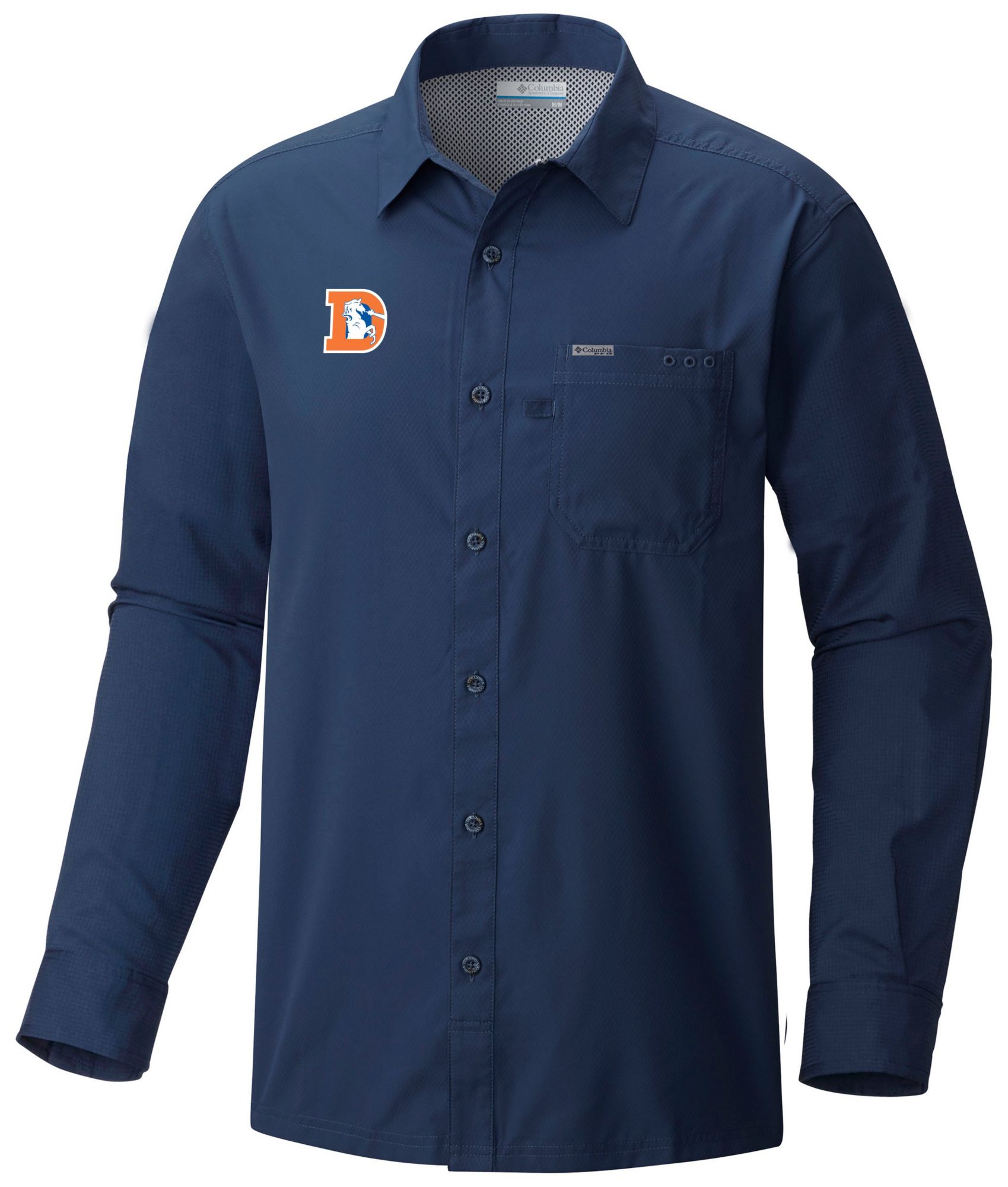 Columbia Men's Denver Broncos Navy Slacktide Long Sleeve Shirt