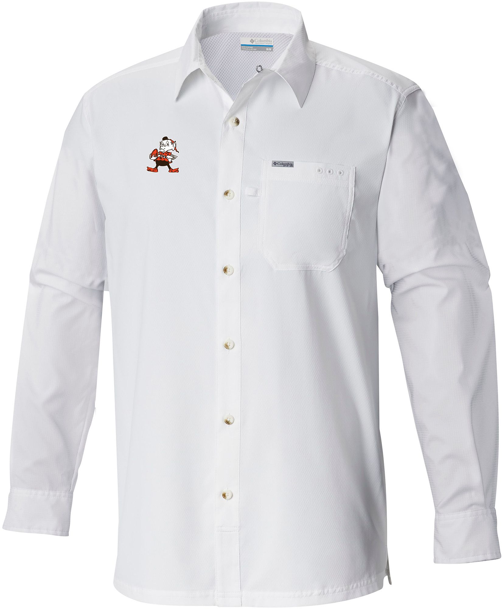 Columbia Men's Cleveland Browns White Slacktide Long Sleeve Shirt