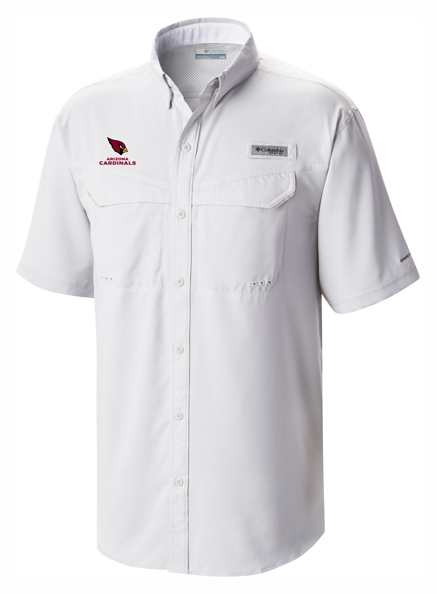 Columbia Men's Arizona Cardinals White Low Drag Button Down Shirt