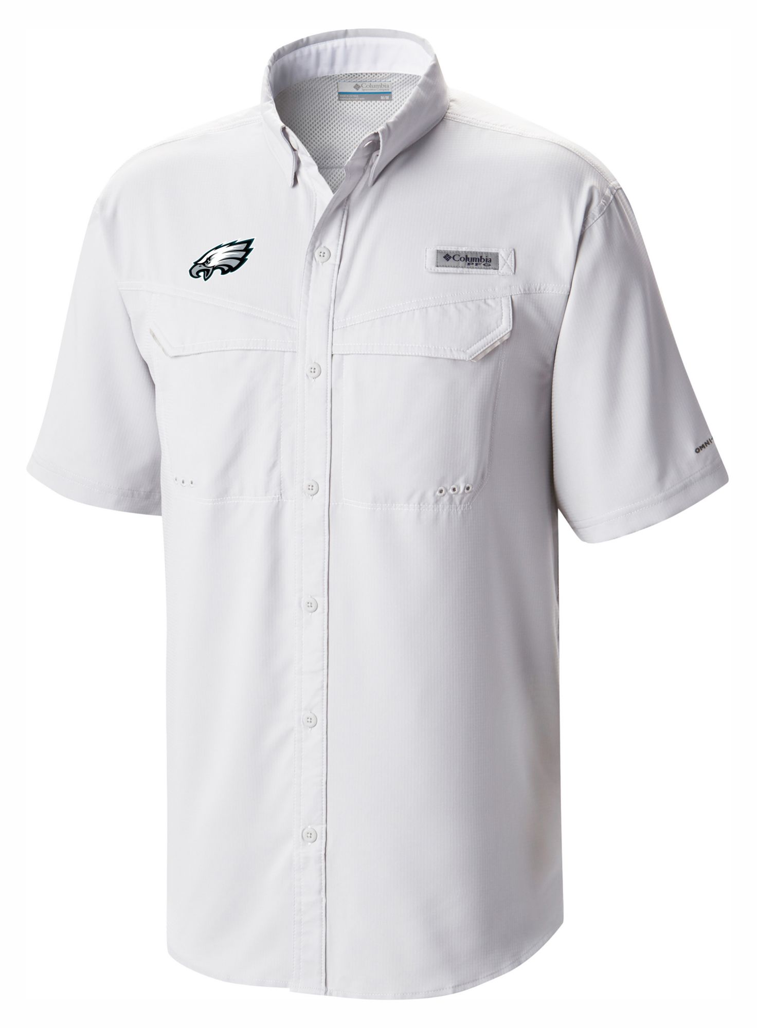 Columbia Men's Philadelphia Eagles White Low Drag Button Down Shirt