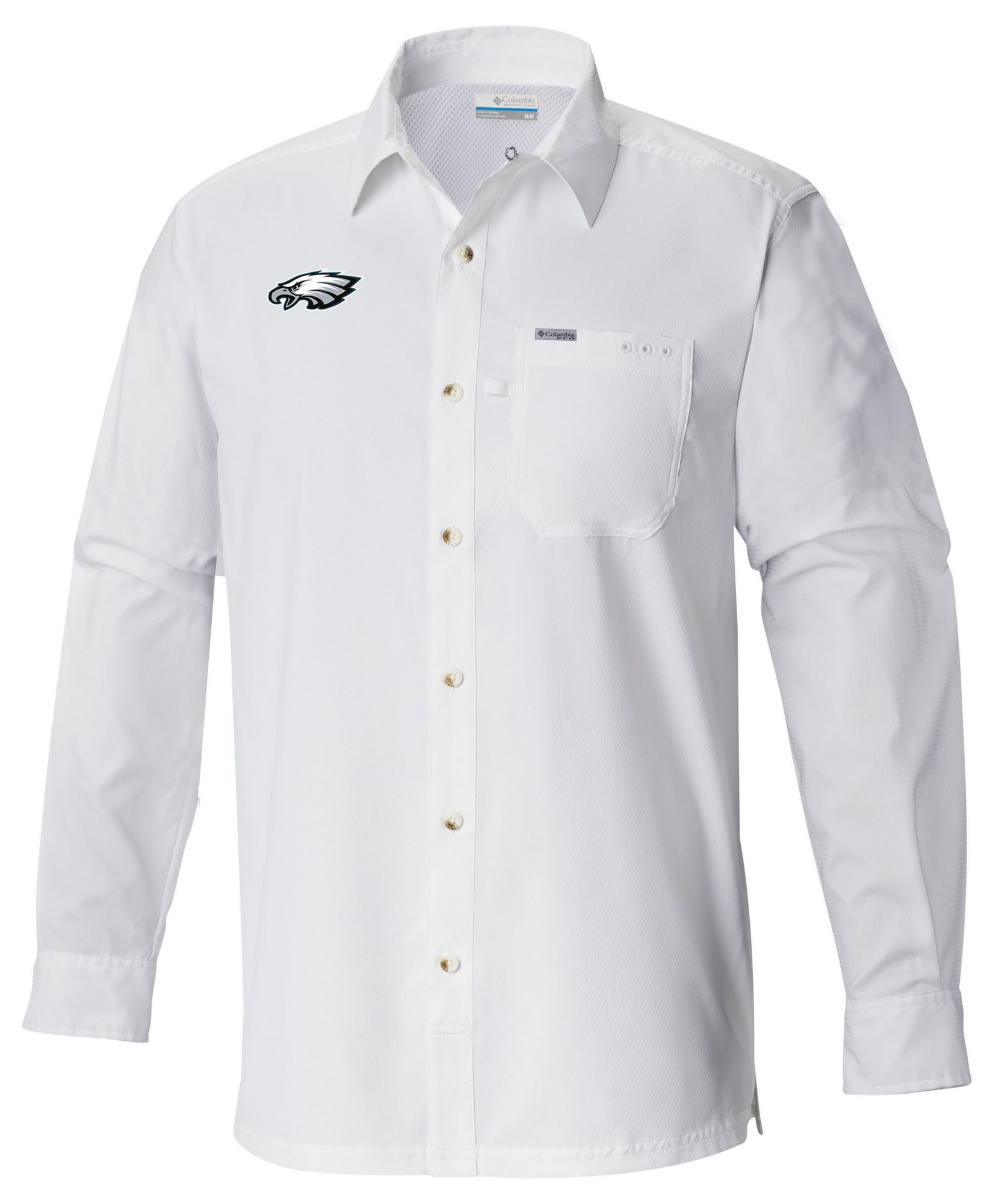 Columbia Men's Philadelphia Eagles White Slack Tide Long Sleeve Button Down Shirt