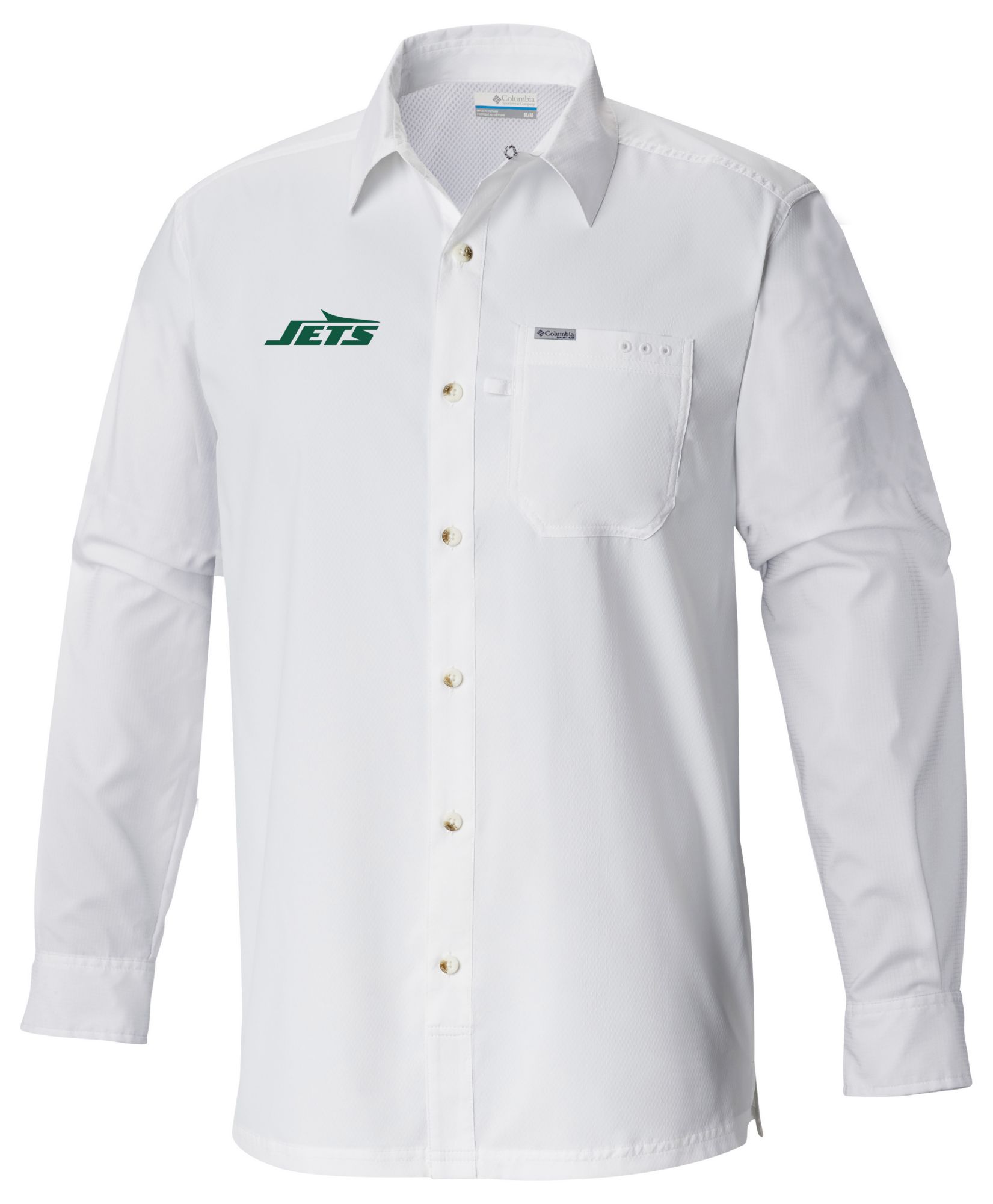 Columbia Men's New York Jets White Slack Tide Long Sleeve T-Shirt