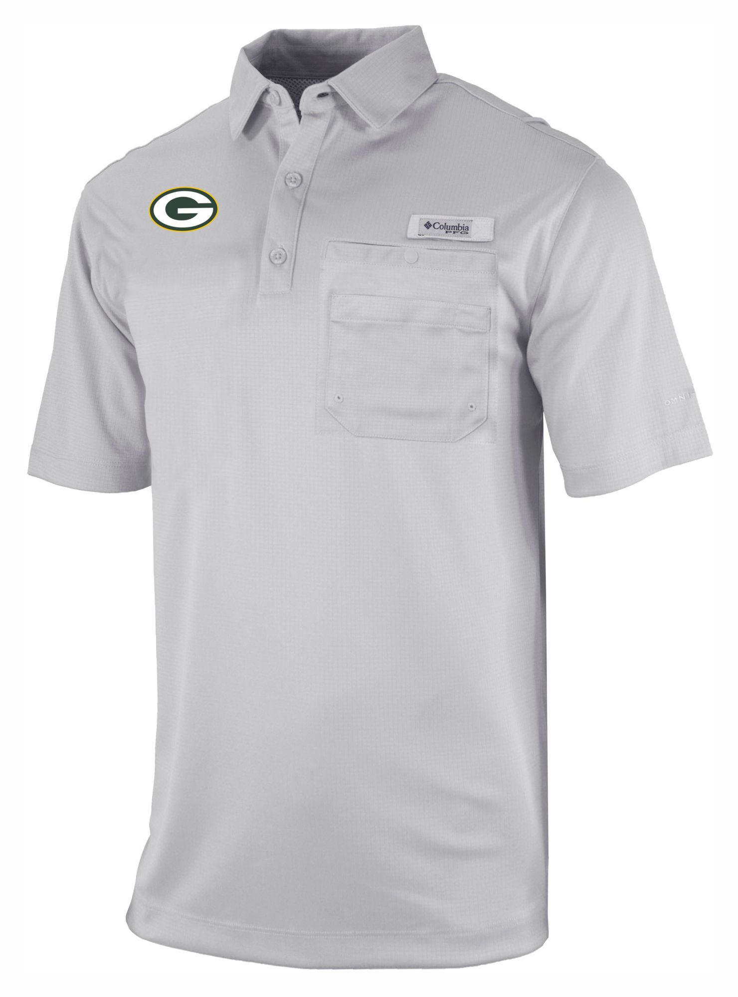 Columbia Men's Green Bay Packers Grey Flycaster Polo