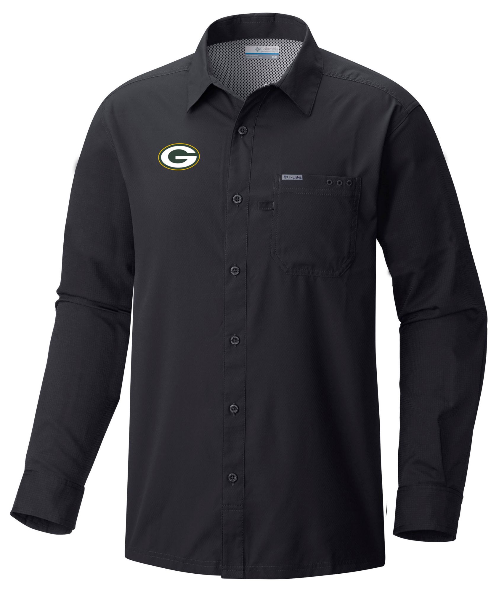 Columbia Men's Green Bay Packers Black Slack Tide Long Sleeve T-Shirt