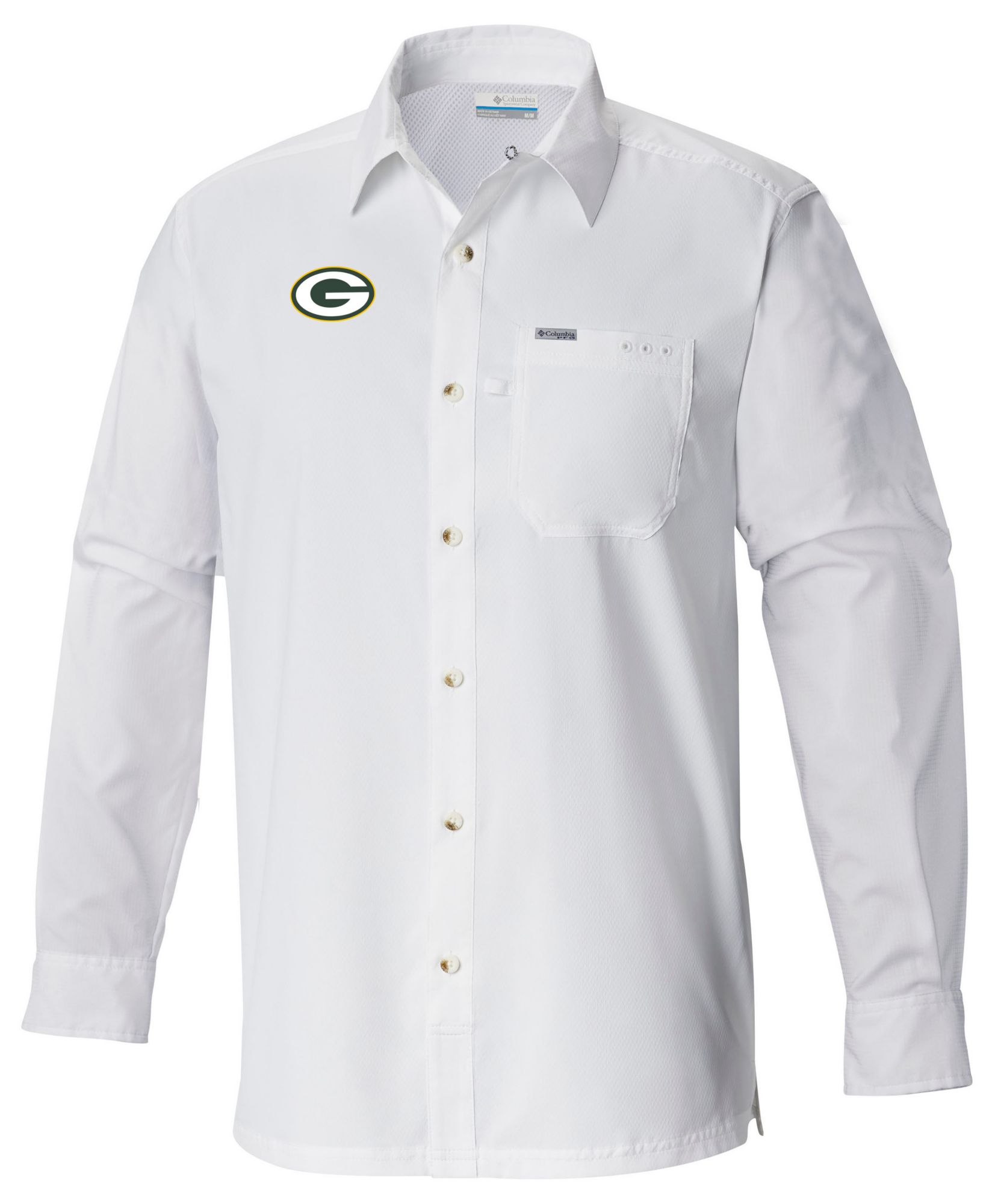 Columbia Men's Green Bay Packers White Slack Tide Long Sleeve T-Shirt