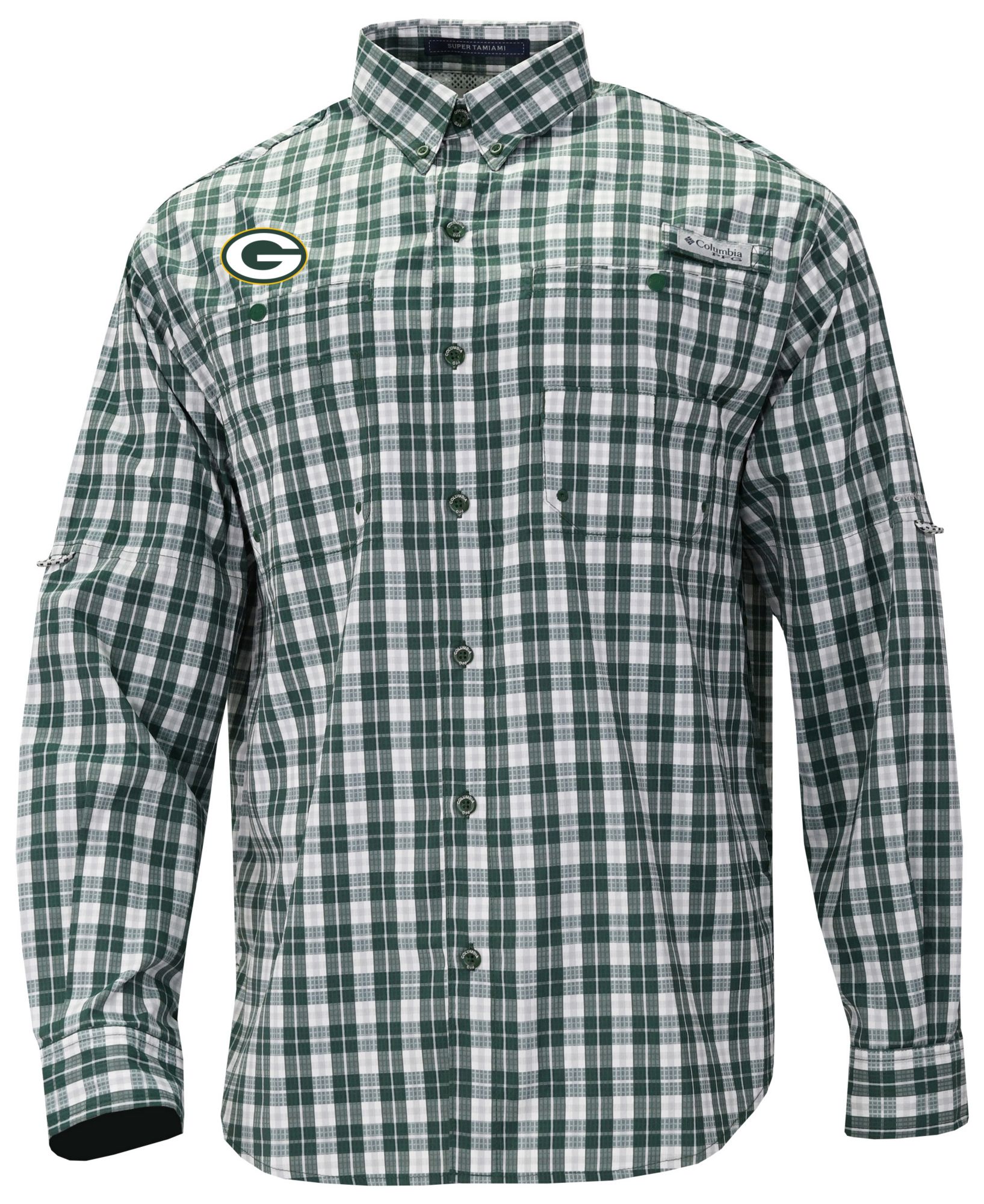 Columbia Men's Green Bay Packers Green Super Tamiami Long Sleeve Shirt