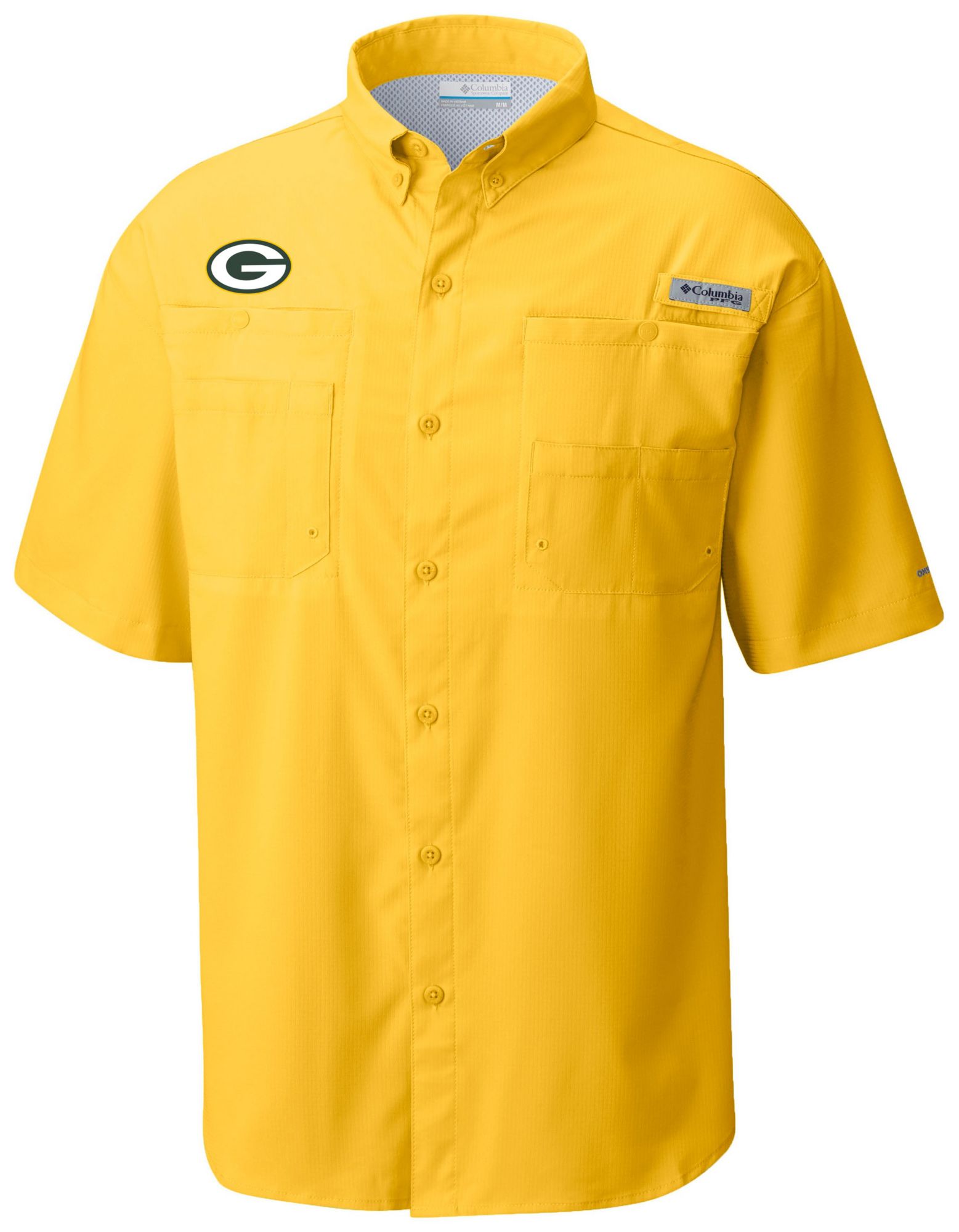 Columbia Men's Green Bay Packers Yellow Tamiami Short Sleeve Shirt