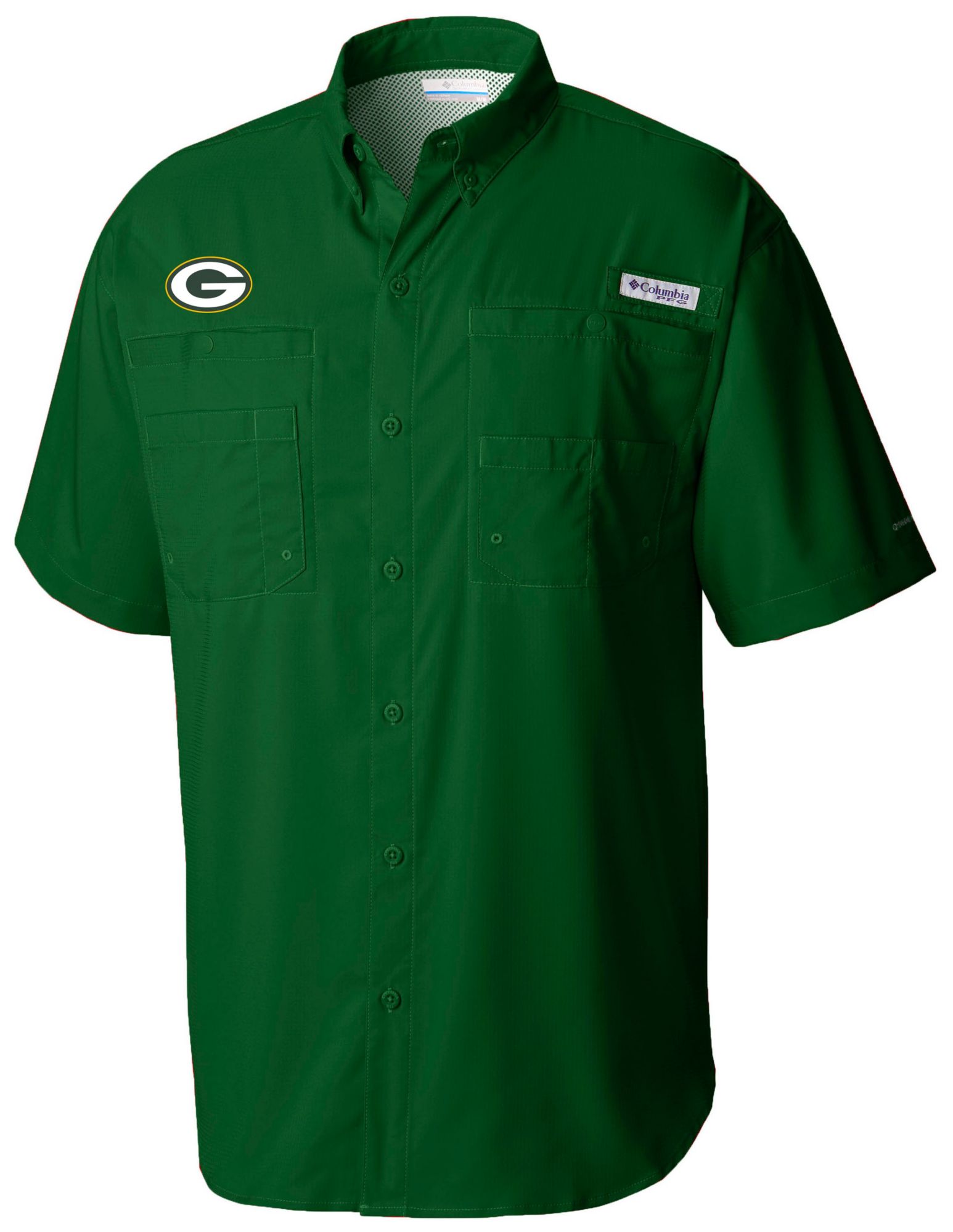 Columbia Men's Green Bay Packers Green Tamiami Short Sleeve Shirt