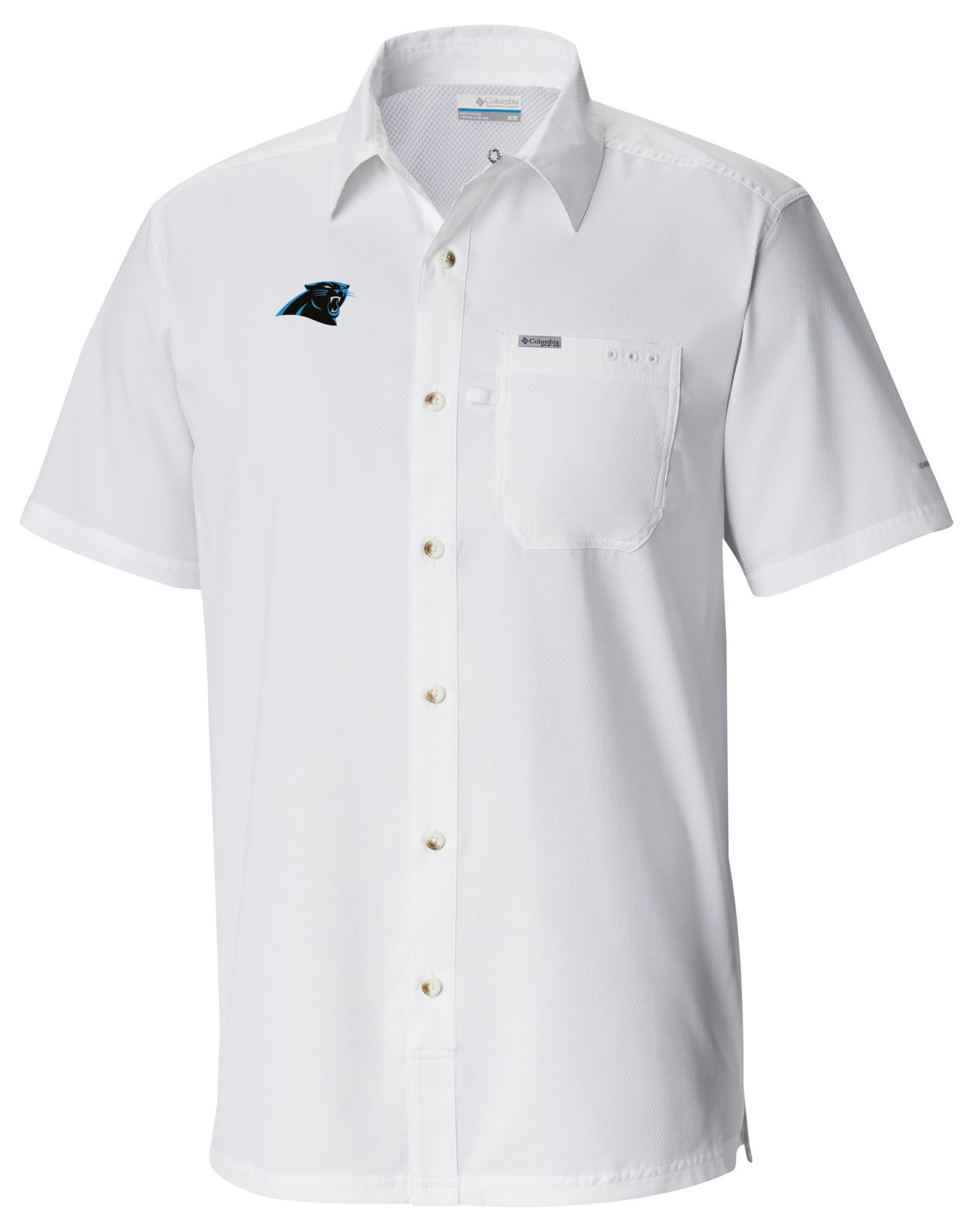 Columbia Men's Carolina Panthers White Slack Tide Button Down Shirt