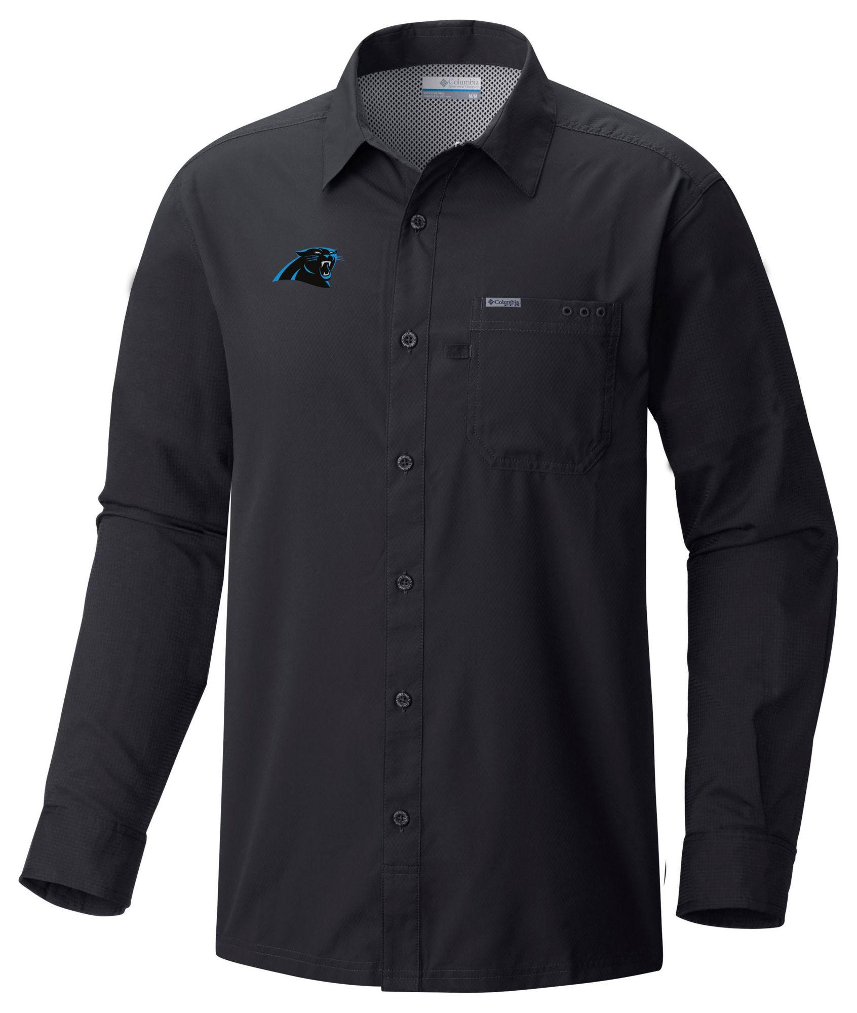 Columbia Men's Carolina Panthers Black Slack Tide Long Sleeve Button Down Shirt