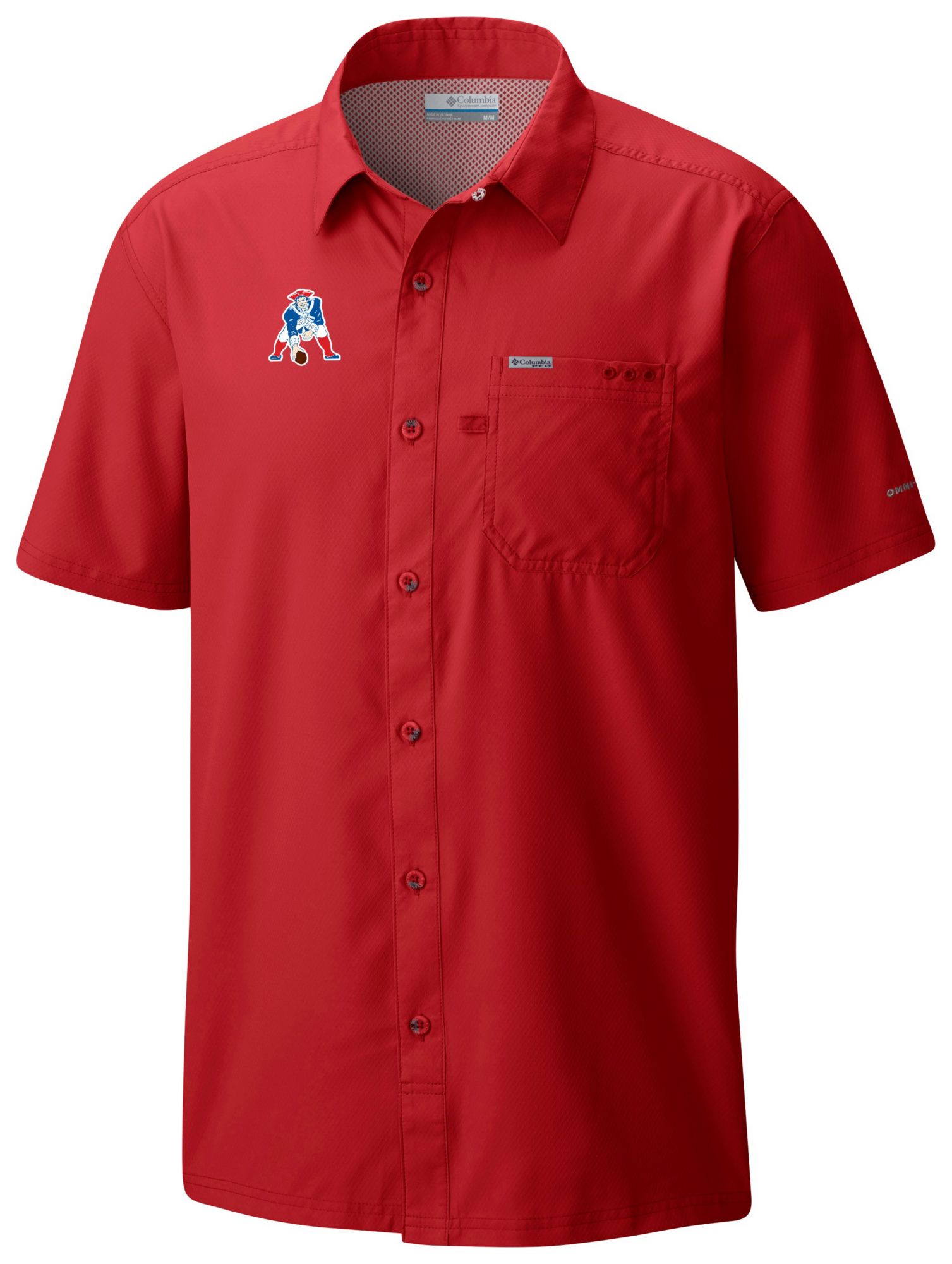 Columbia Men's New England Patriots Red Slacktide Short Sleeve Shirt