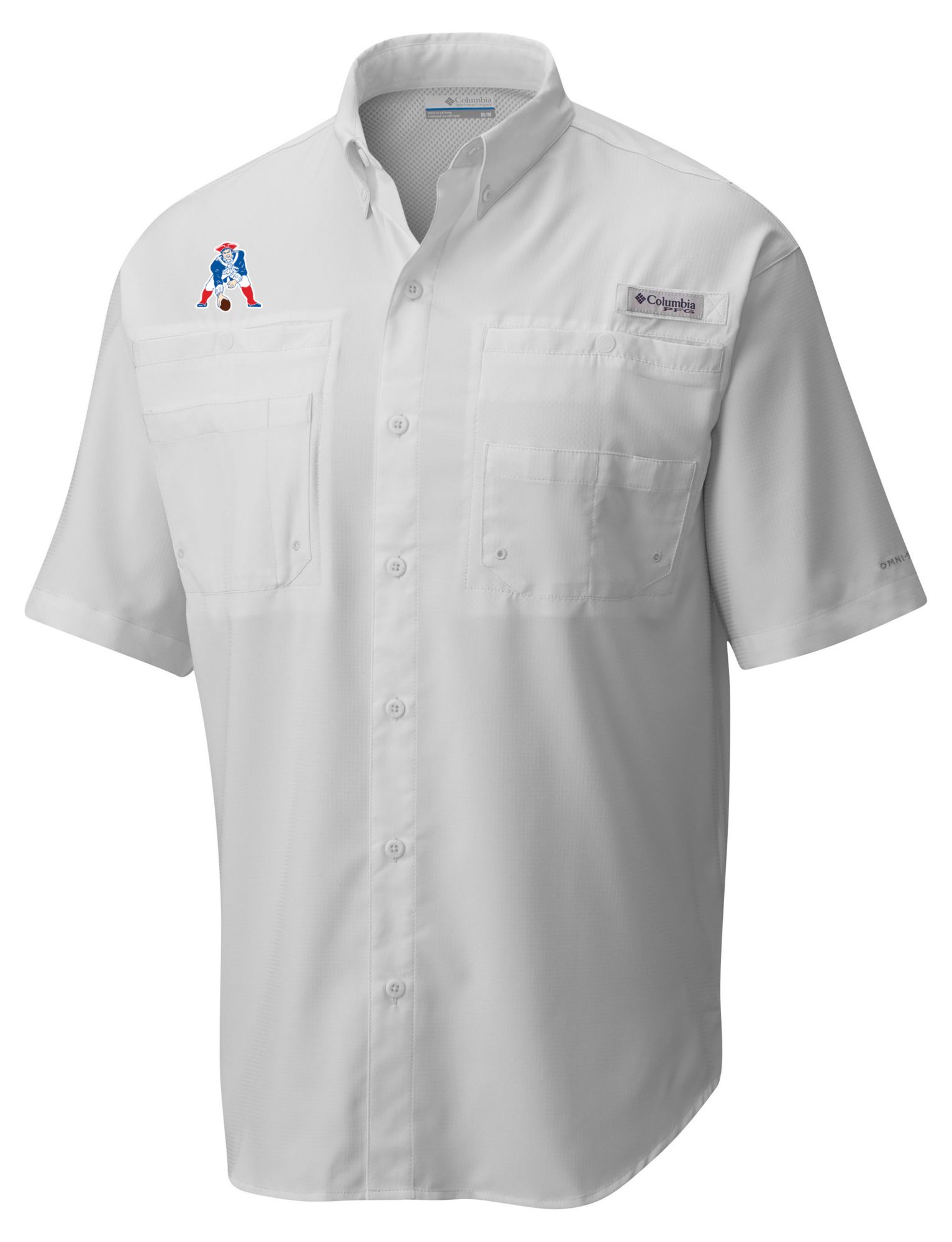Columbia Men's New England Patriots White Tamiami Short Sleeve Shirt