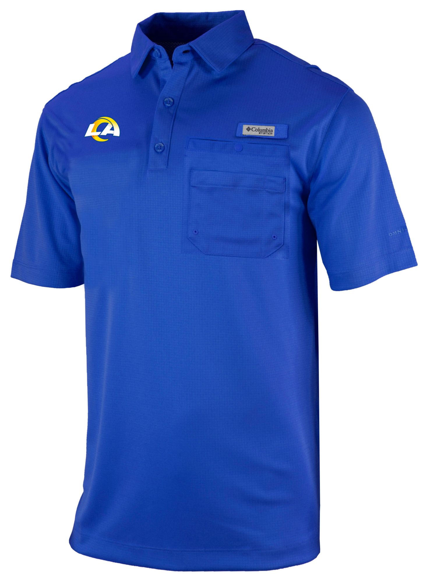 Columbia Men's Los Angeles Rams Blue Flycaster Polo