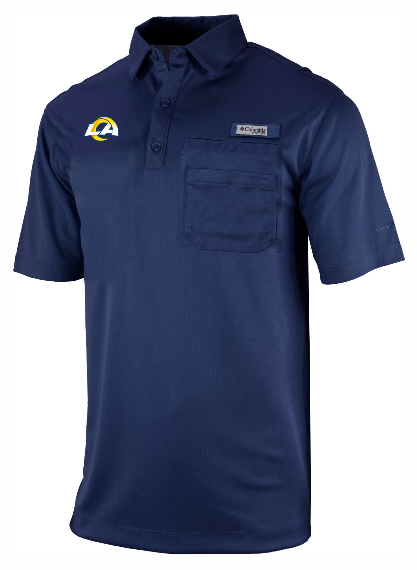 Columbia Men's Los Angeles Rams Navy Flycaster Polo