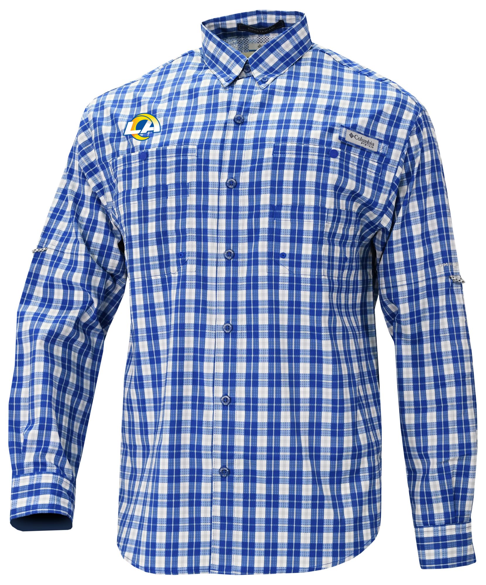 Columbia Men's Los Angeles Rams Blue Super Tamiami Long Sleeve Shirt